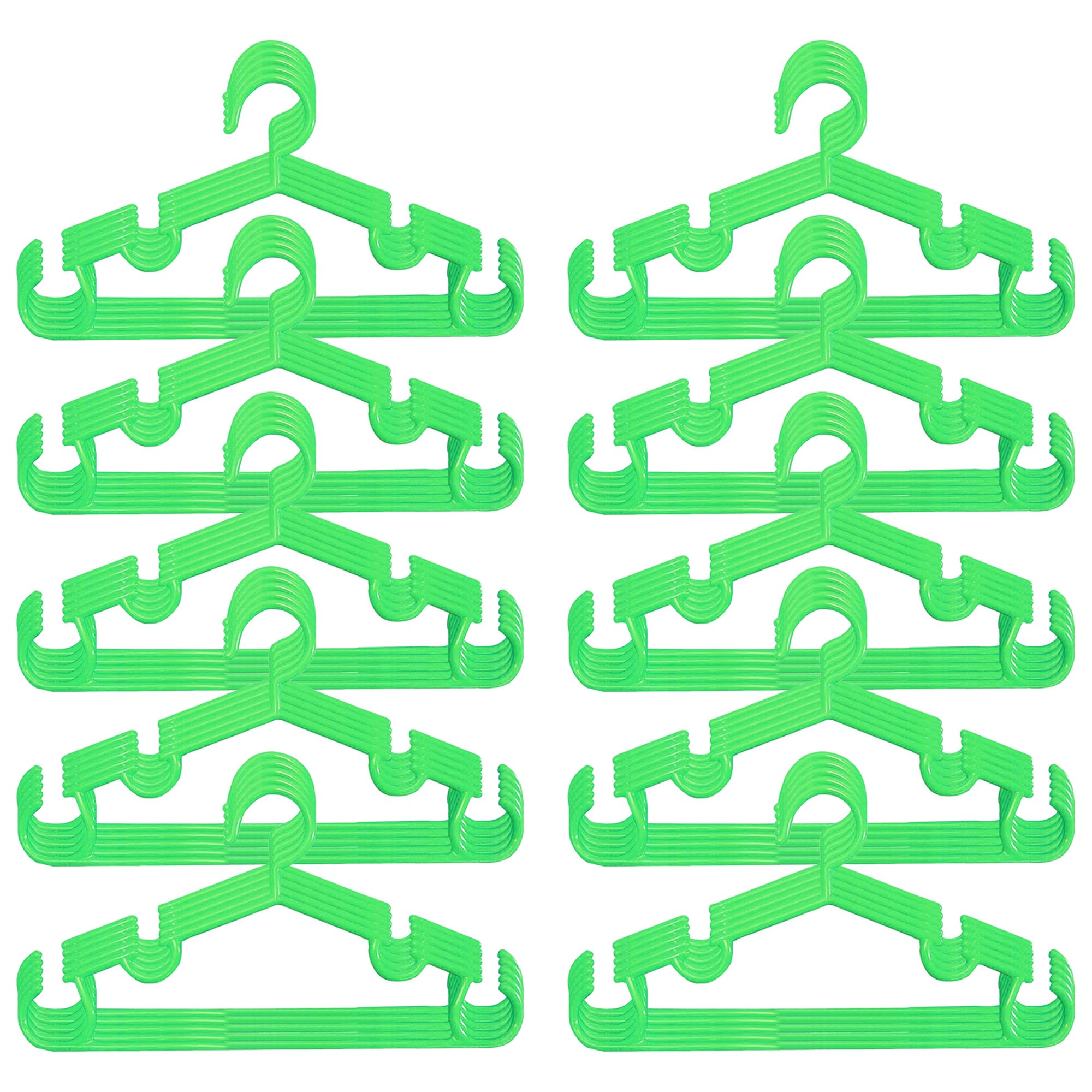 Heart Home Pack Of 50 Kids Hangers For Clothes | Small Hangers For Wardrobe | Baby Cloth Hanger | Mizano Plastic Hangers | Green
