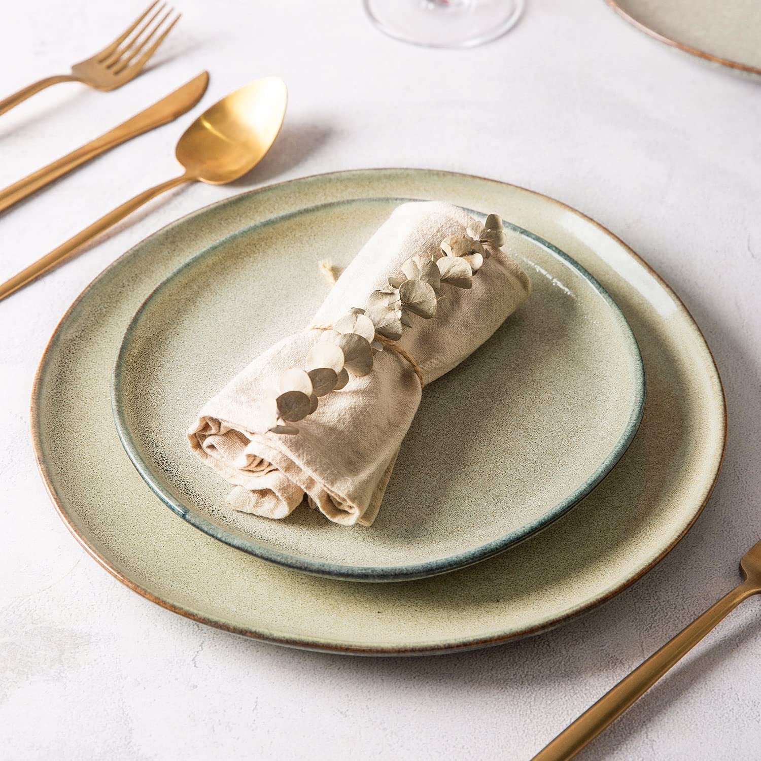 Amorarc Ceramic Dinner Plates Set Of 6,10.5 Inch Handmade Reactive Glaze Stoneware Plates,Rustic Shape Dinnerware Dish Set For K