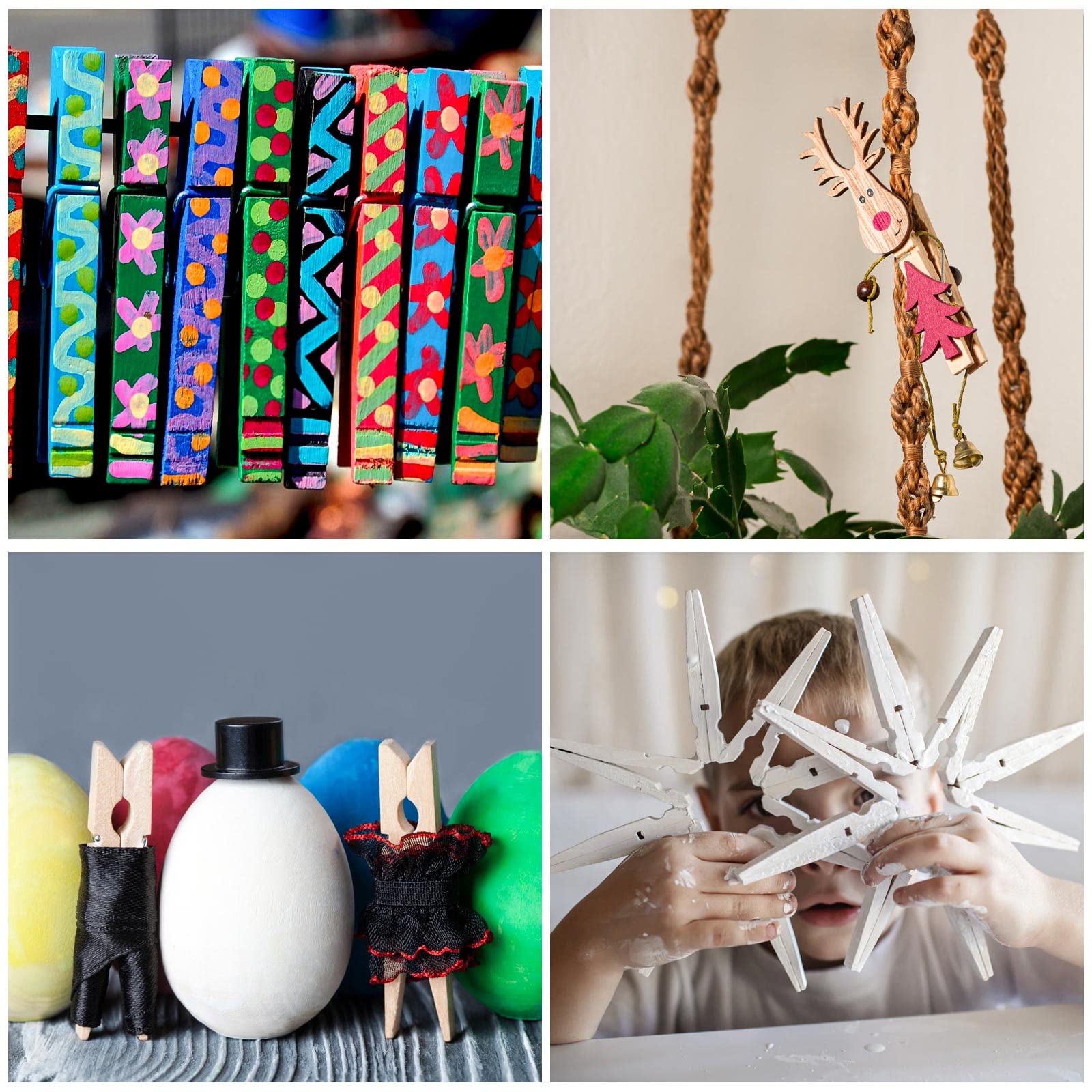 100pcs Clothes Pins Wood - 4 inch Heavy Duty Wooden Clothespins for Hanging Clothes Outdoor Clip Crafts