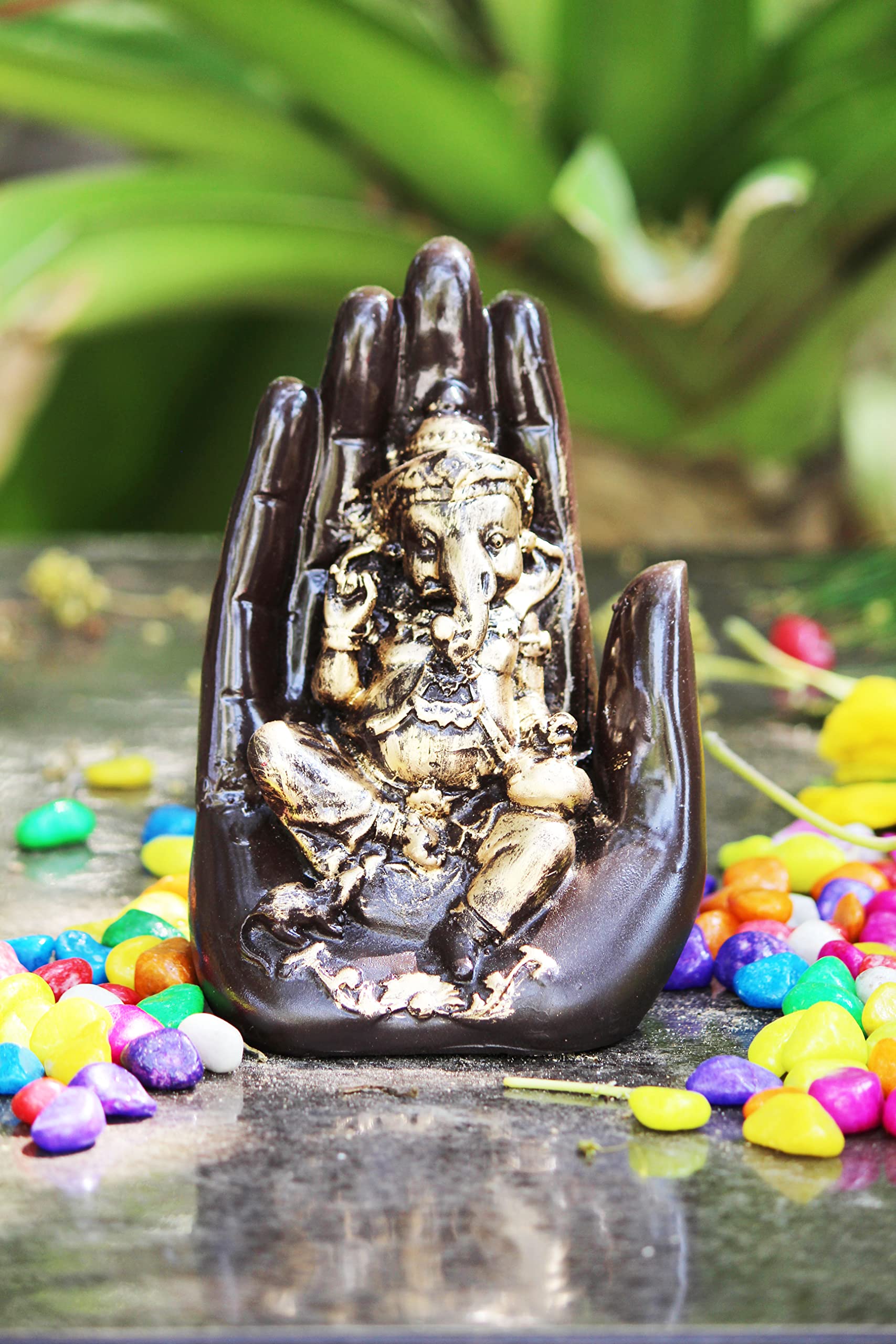 Beckon Venture Handicrafted Palm Ganesh Ji Murti Idol For Home Decor,Gift,Big,Multicolor