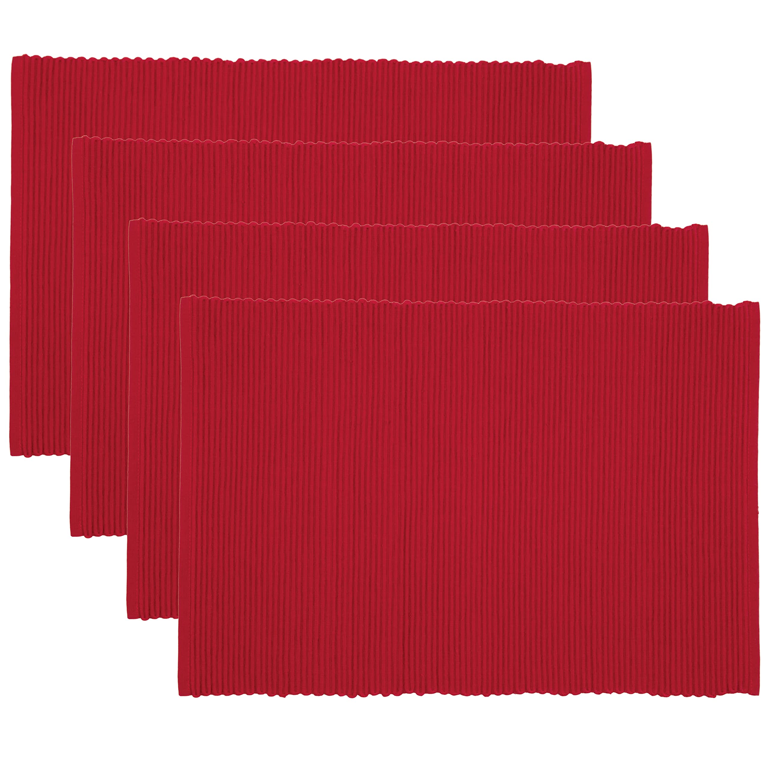 Now Designs Spectrum Placemats Ribbed Cotton, Chili Red, 19X13 Inches (901495Aa), Large, Set Of 4