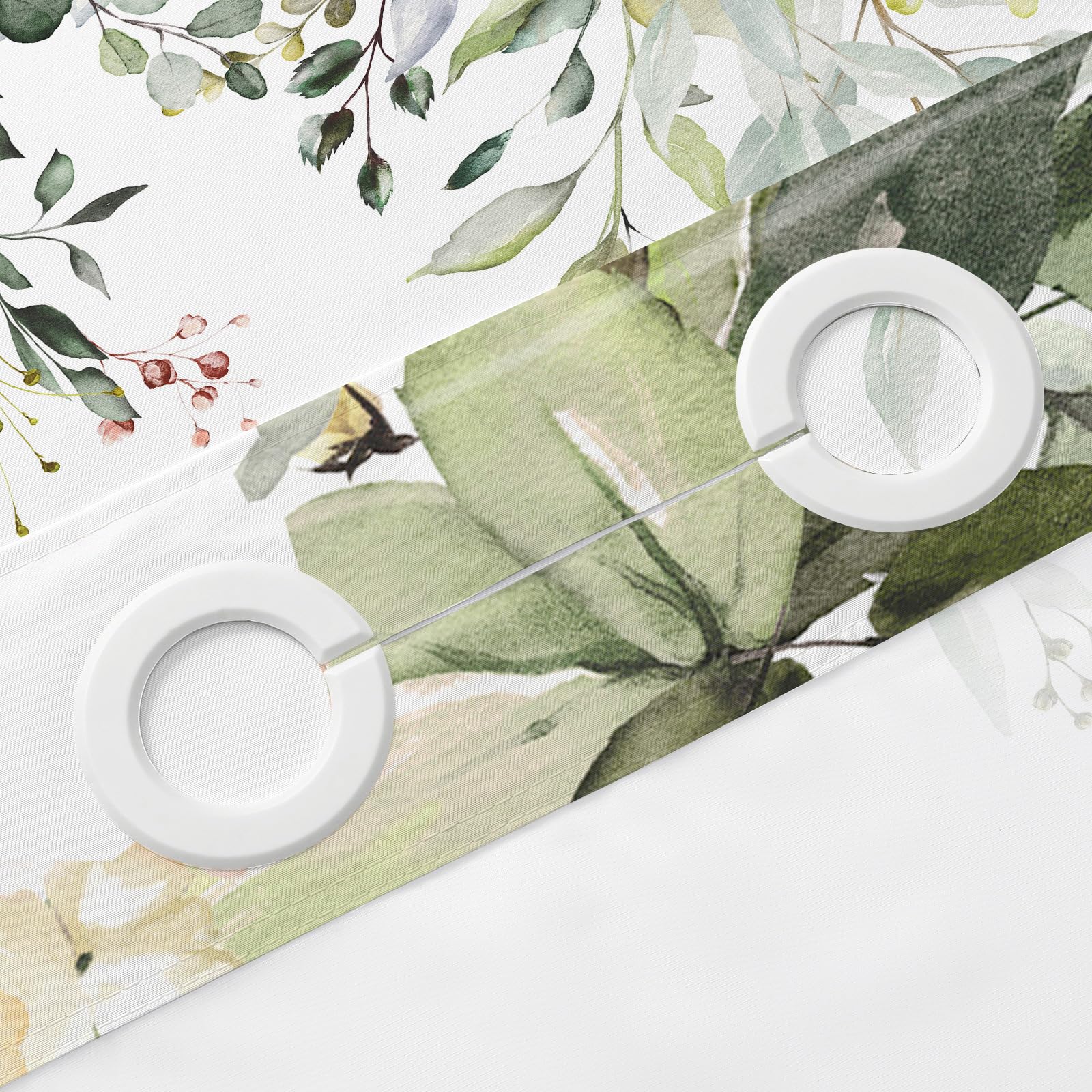 Gibelle No Hook Shower Curtain With Snap-In Fabric Liner Set For Bathroom, Hotel Style Sage Green Eucalyptus Leaves Shower Curta