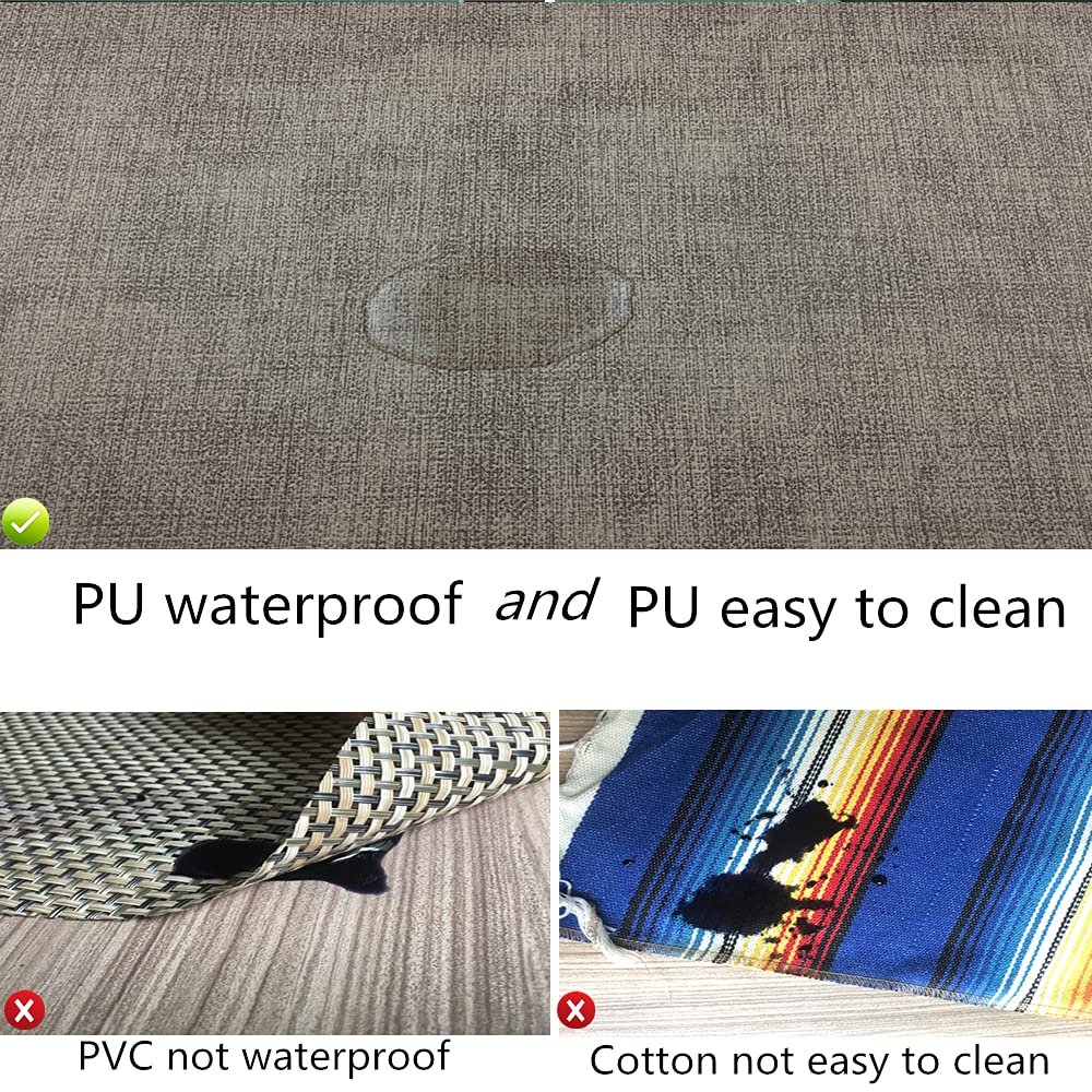 Wazaigur Waterproof Easy To Clean Non-Slip Heat Resistant Thick Faux Leather Placemats For Dining Table Set Of 8,Light Brown