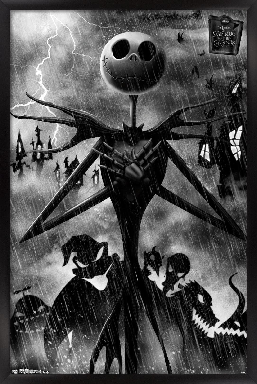 Trends International Disney Tim Burton'S The Nightmare Before Christmas-Shadows Wall Poster, 14.725'' X 22.375'', Black Framed V