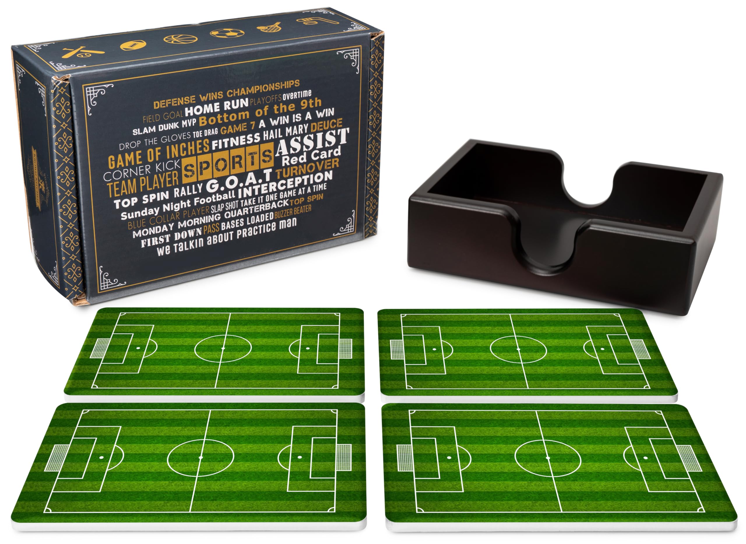 Soccer Field Ceramic Coasters With Holder. Absorbent Coaster For Drinks, Coaster Set, Table Coaster. Gift For Men, Football Deco