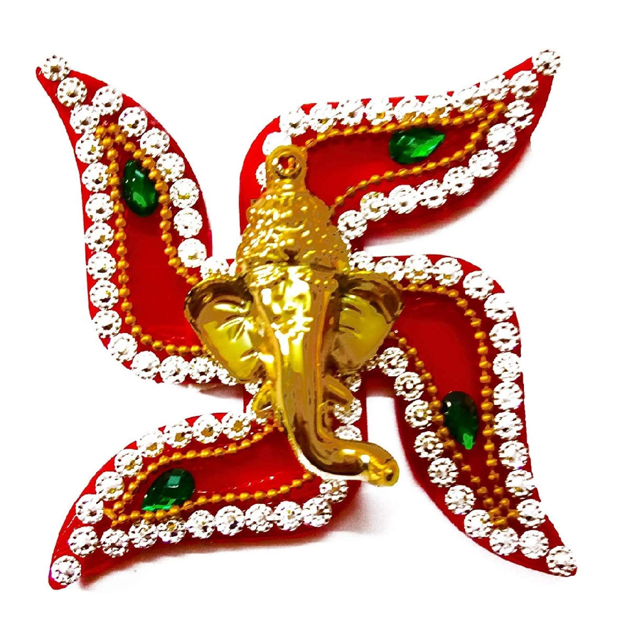 BDS CREATIONS 043 Multicolor Decorated Designer Handcrafted Acrylic Shubh Labh swastic with Ganesha Foor Door Wall Decoration Se