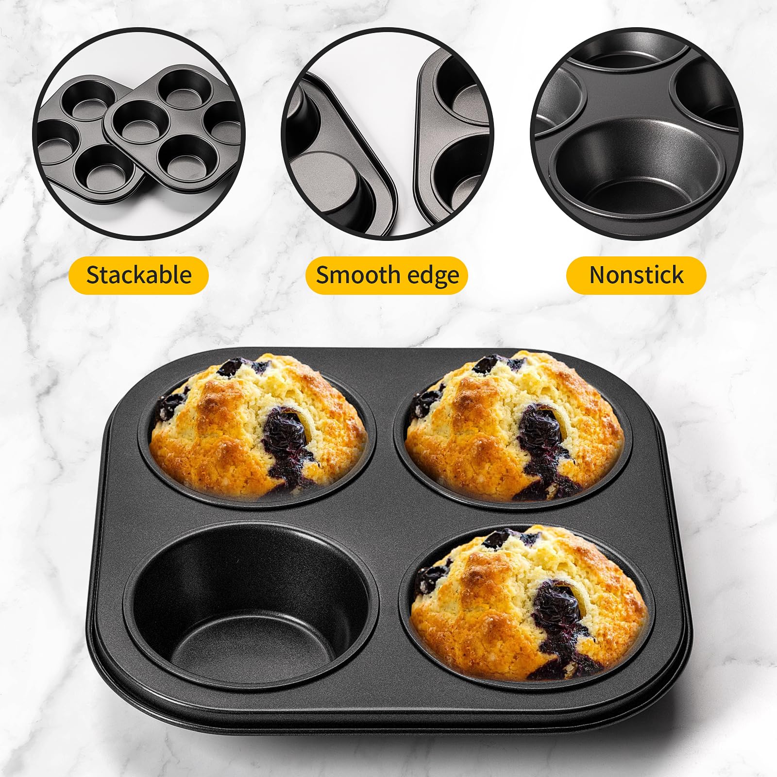 Yomvzake Air Fryer Muffin Pan, 2 Pack Cupcake Molds For Air Fryer Toaster Oven, Nonstick Cupcake Baking Pan For Counter Top Oven