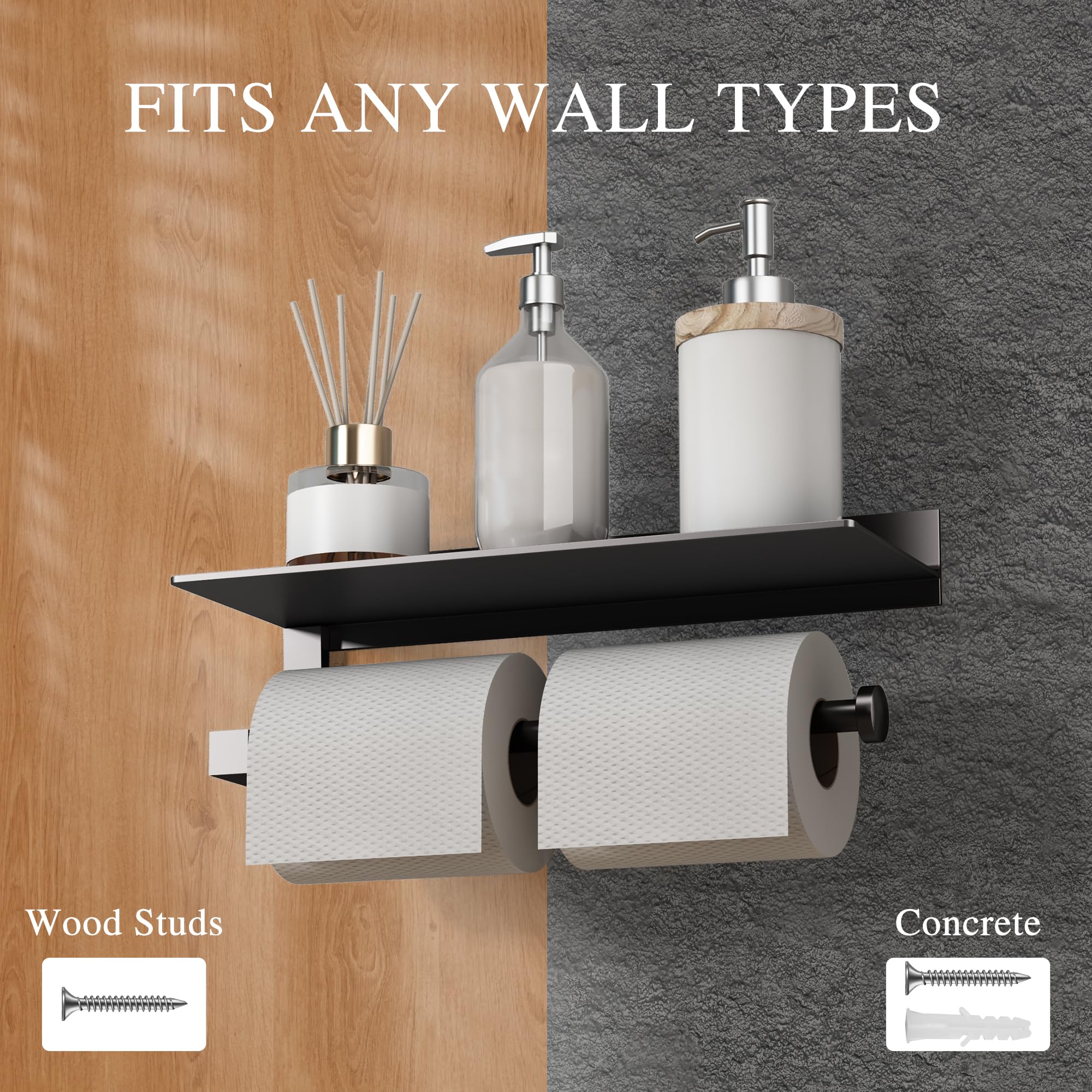 Joom Hand Towel Holder For Bathroom -Paper Towel Holder Wall Mount - For Bathroom Black Paper Towel Holder With Shelf -Kitchen T
