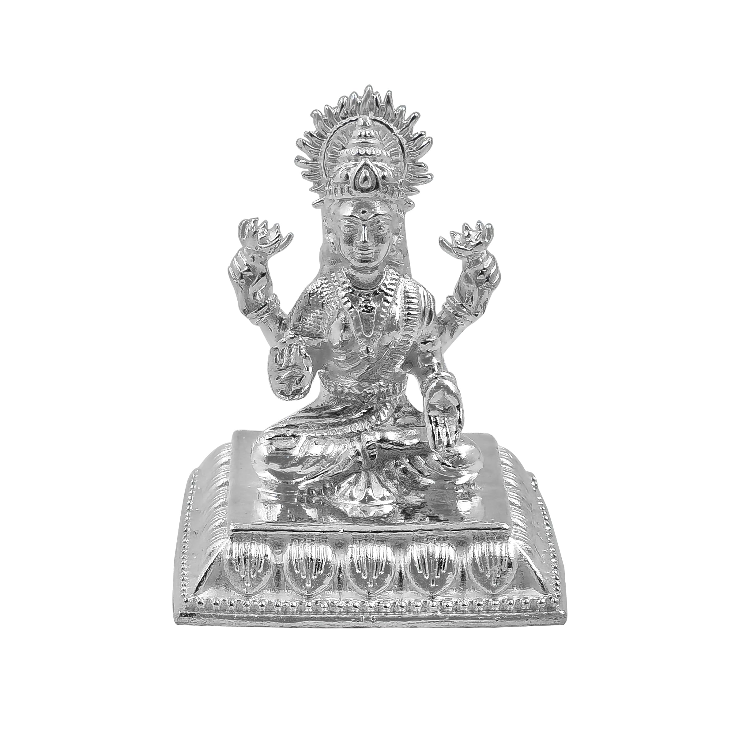 Maa Silver Pure Silver Laxmi Lakshmi Ji Bis Hallmarked Solid Idol/Murti With Square Paat Perfect For Gifting & Pooja Use (925 Pu