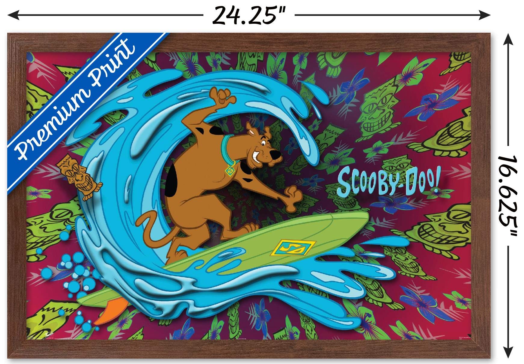 Trends International Scooby-Doo - Surf Wall Poster, 14.725'' X 22.375'', Mahogany Framed Version