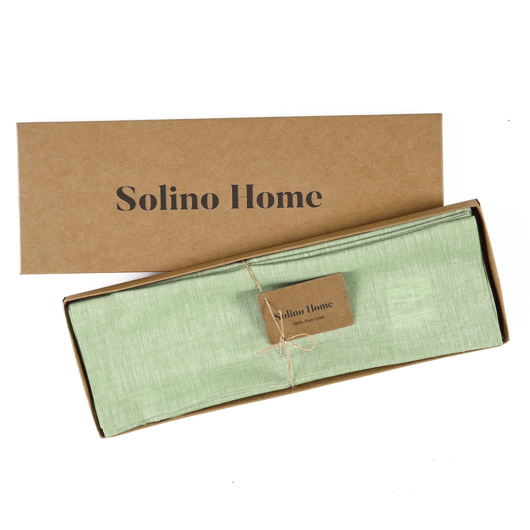 Solino Home Linen Placemats 19'' L X 14'' W Inch - 100% Pure Linen Chambray Green Cloth Placemats Set Of 4 - Athena, Washable Fa