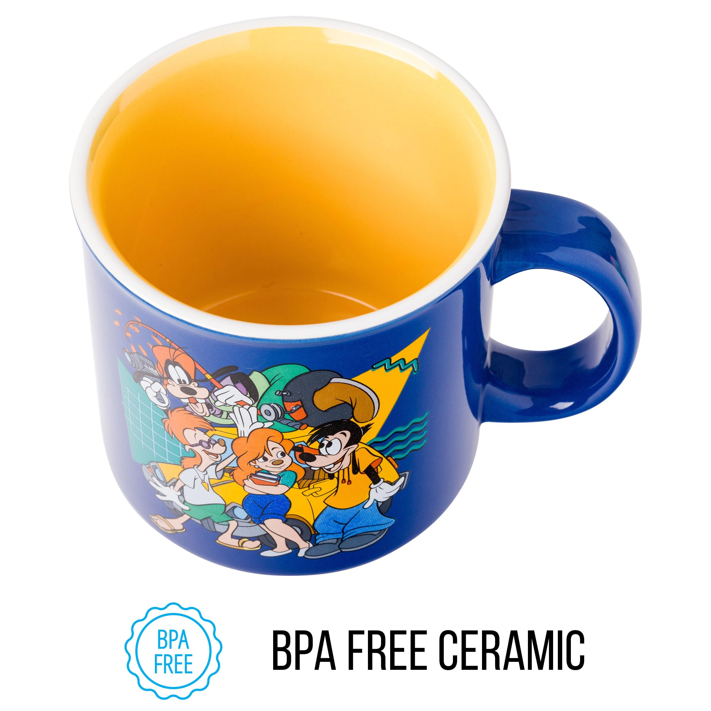 Silver Buffalo Disney A Goofy Movie Retro Featuring Roxanne, Max Goof, And Bobby Zimmeruski Ceramic Camper Mug, 20 Ounces