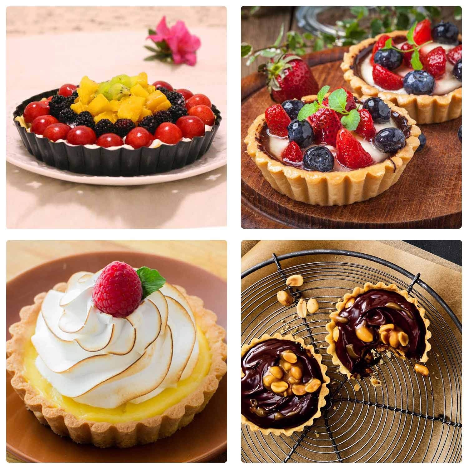 Beasea 4 Inch Mini Quiche Pan Set of 6  Non-Stick Tart Pan with Removable Bottom Round Mini Pie Pans for Oven Baking  Quiche Cheese Cakes