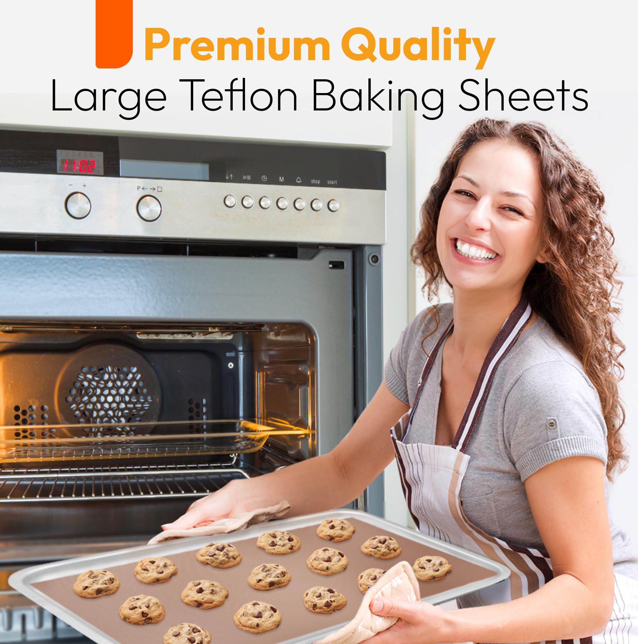 Teflon Sheets For Heat Press And Baking - Reusable Ptfe Oven Liners, Premium Teflon Sheet For Baking - Heat Resistant Teflon She