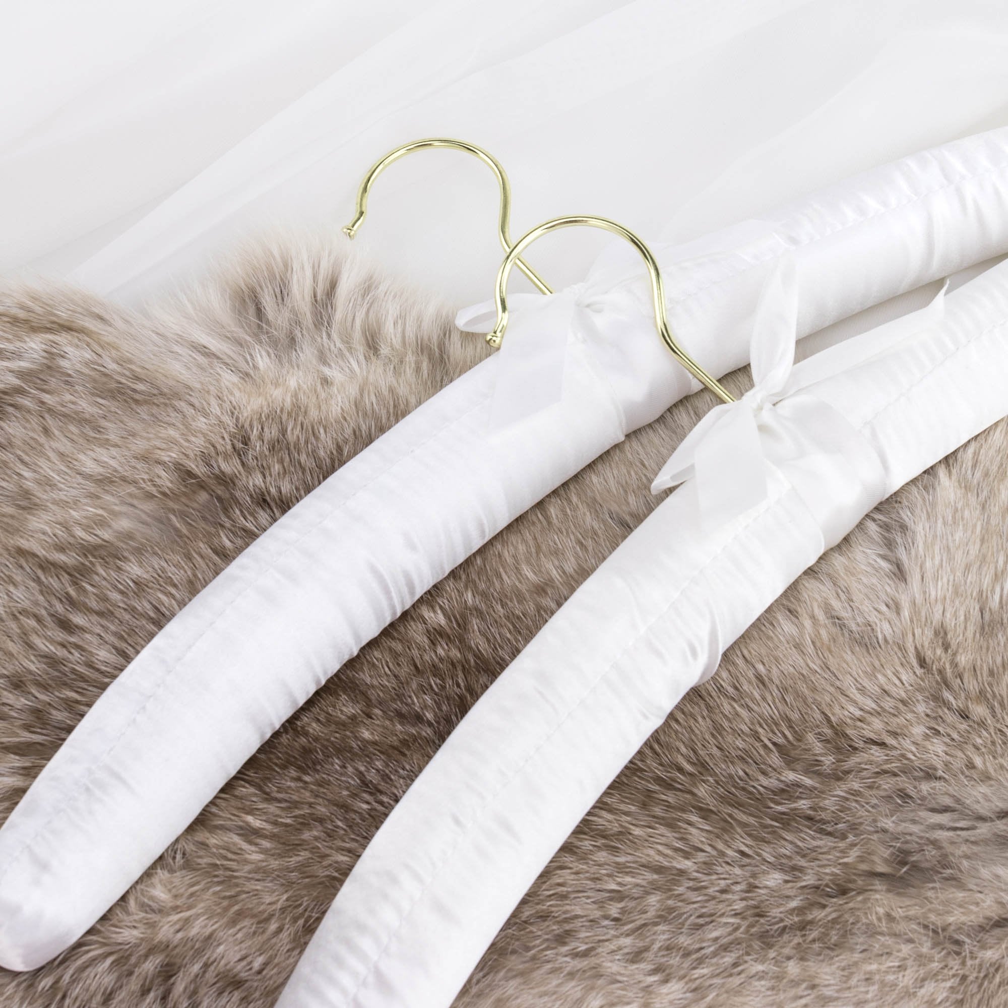Hangerworld 5 White 17Inch Classic Satin Padded Hangers For Wedding Dress Non-Slip With Gilt Hook