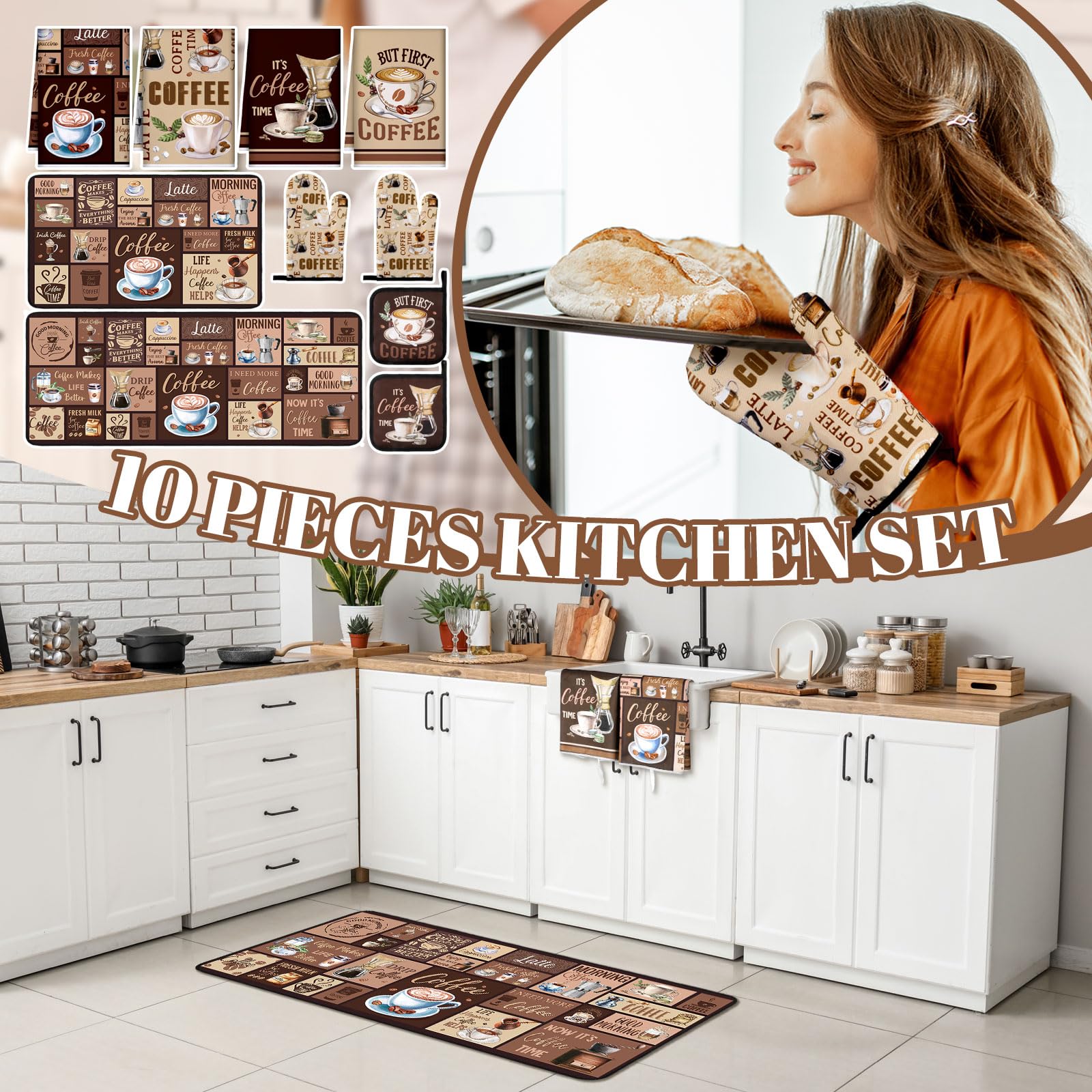 Fourluoo 10 Pcs Vintage Western Oven Mitts and Pot Holders Western Cowboy Kitchen Decor and Accessories Set Retro Kitchen Towels