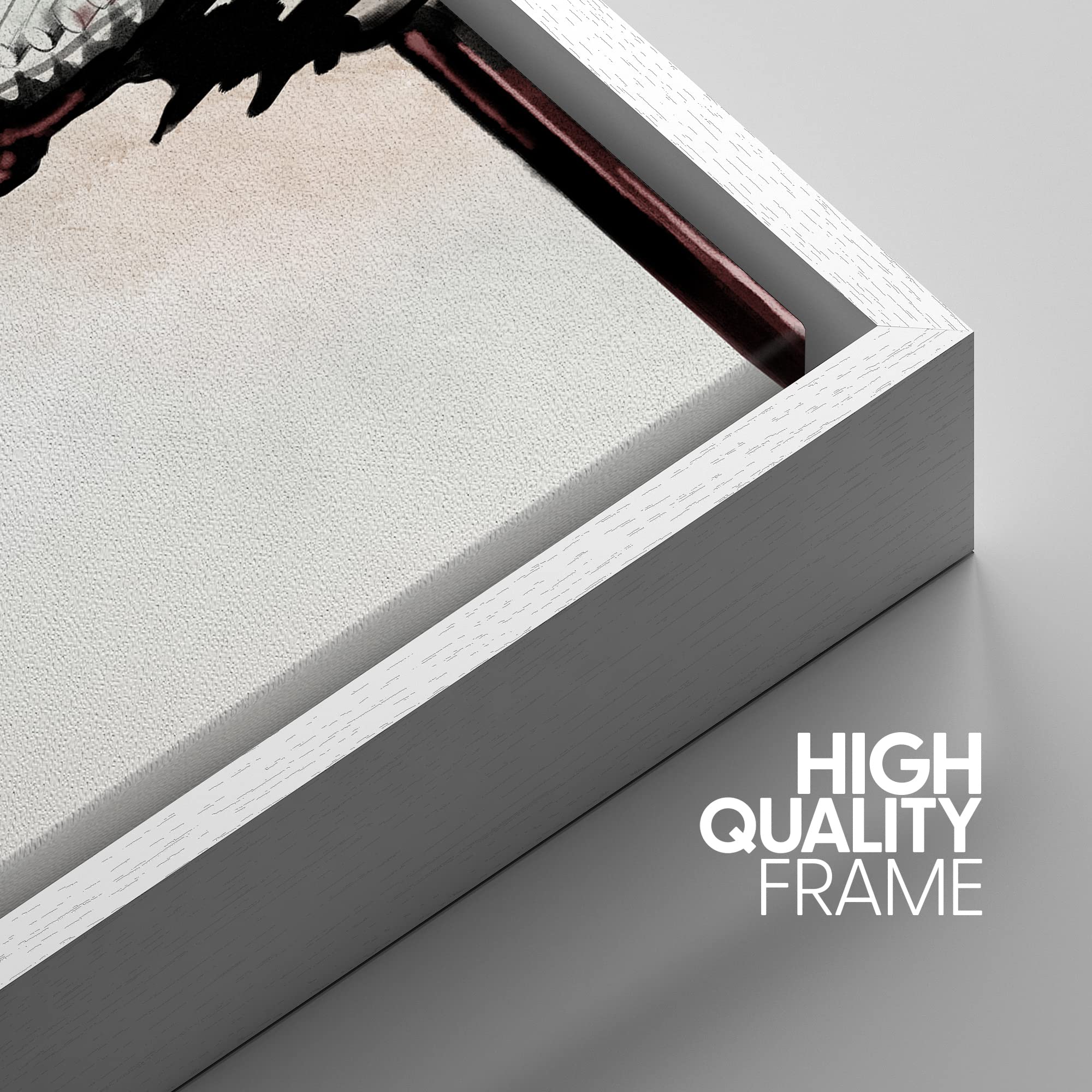 NWT Framed Canvas Print Wall Art Japanese Style Pagoda Roof with White Blossoms Floral Plants Illustrations Modern Art Rustic Scenic Colorful Pastel for Living Room  Bedroom  Office - 16''x24'' White