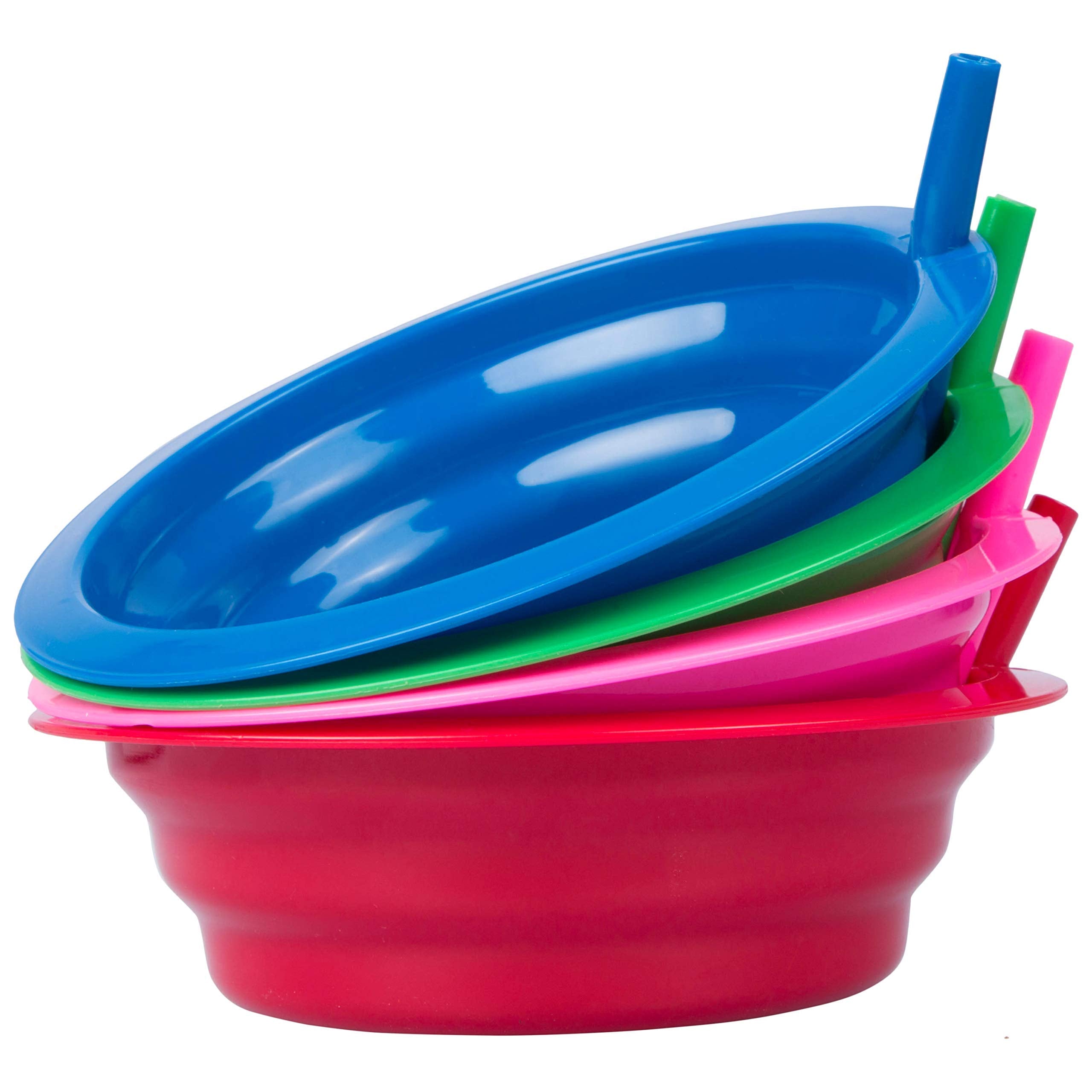 Cibi Kitchens Set Of 4 Cereal Bowls With Straws | Bpa-Free 22 Ounce Sip-A-Bowl | Microwaveable And Dishwasher Safe Toddler Bowl