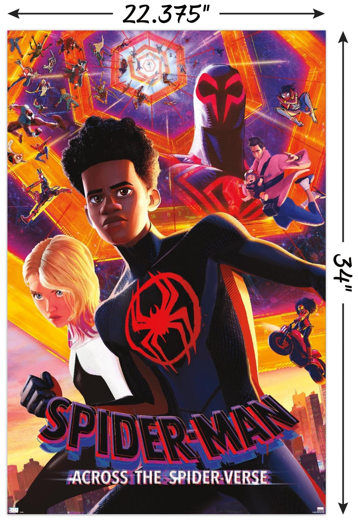 Trends International Marvel Spider-Man: Across The Spider-Verse - Group One Sheet Wall Poster, 22.37'' X 34.00'', Poster & Mount