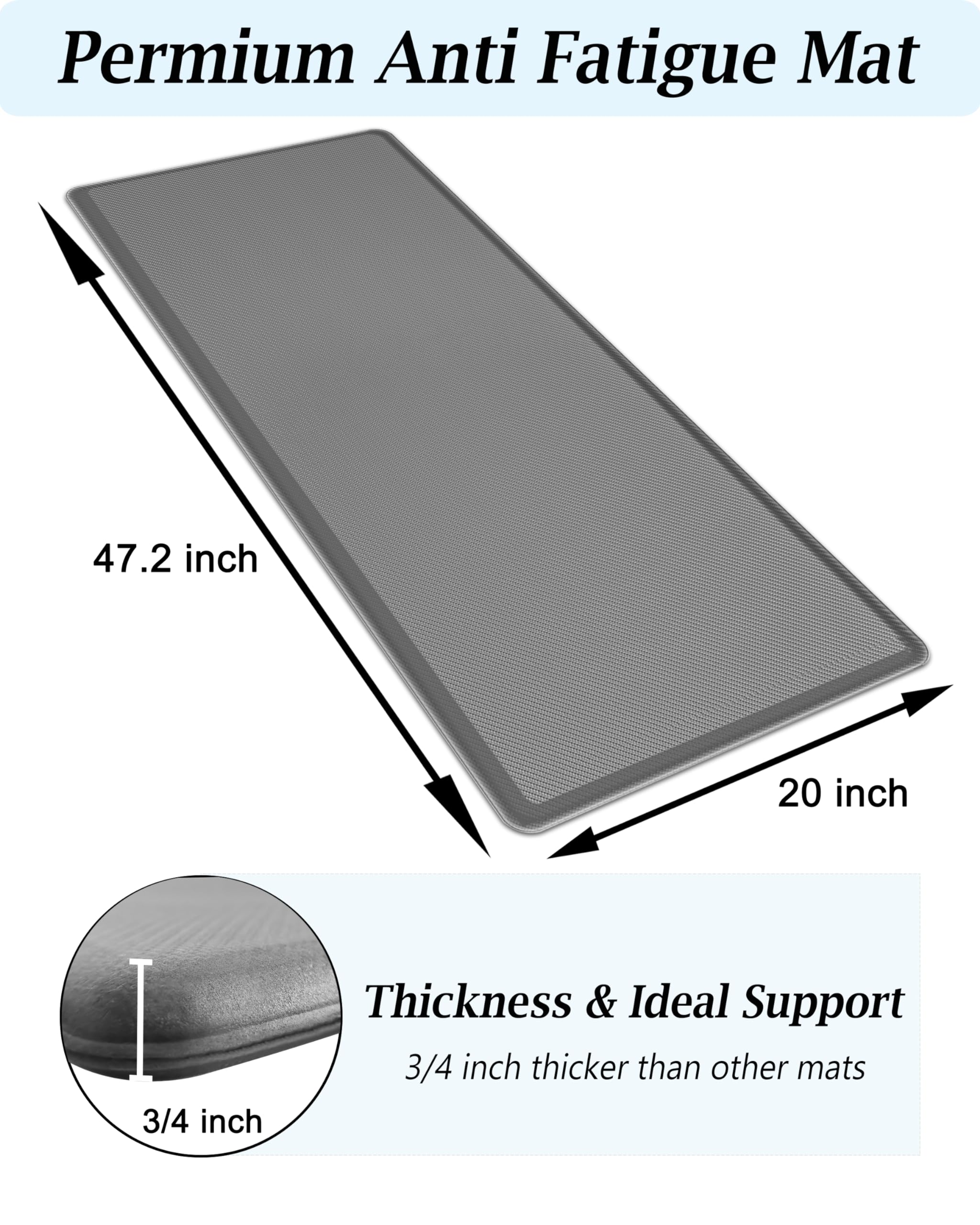 Artnice Kitchen Mats For Floor, 3/4 Inch Thick Cushioned Anti Fatigue Mat, Waterproof Non-Slip Kitchen Rugs, Stain Resistant Com