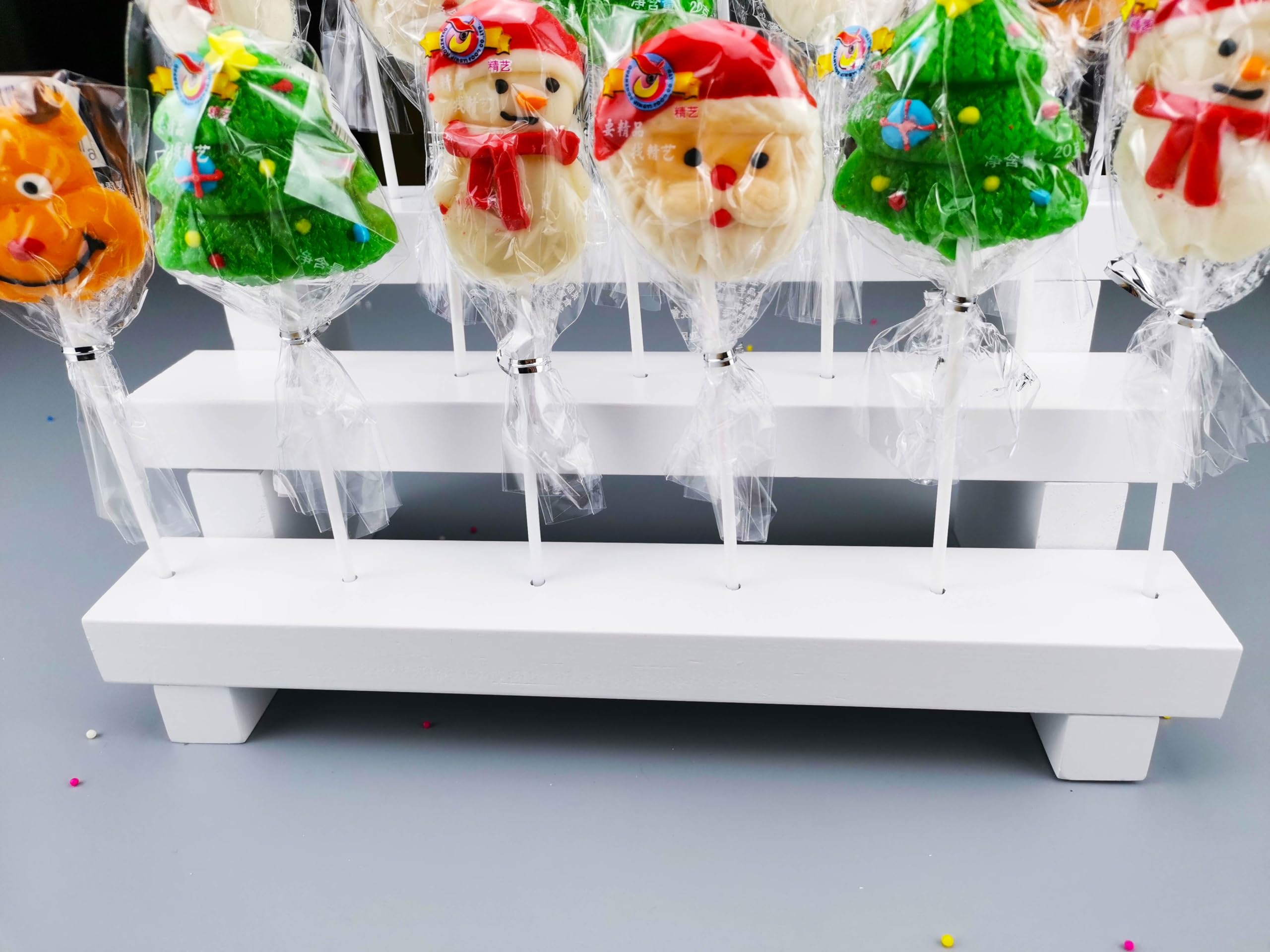 Nangopop Cake Pop Stand Display Riser - 3 Tier Wood Lollipop Holder, 17 Hole Sucker Stand For Dessert Table Of Wedding, Birthday