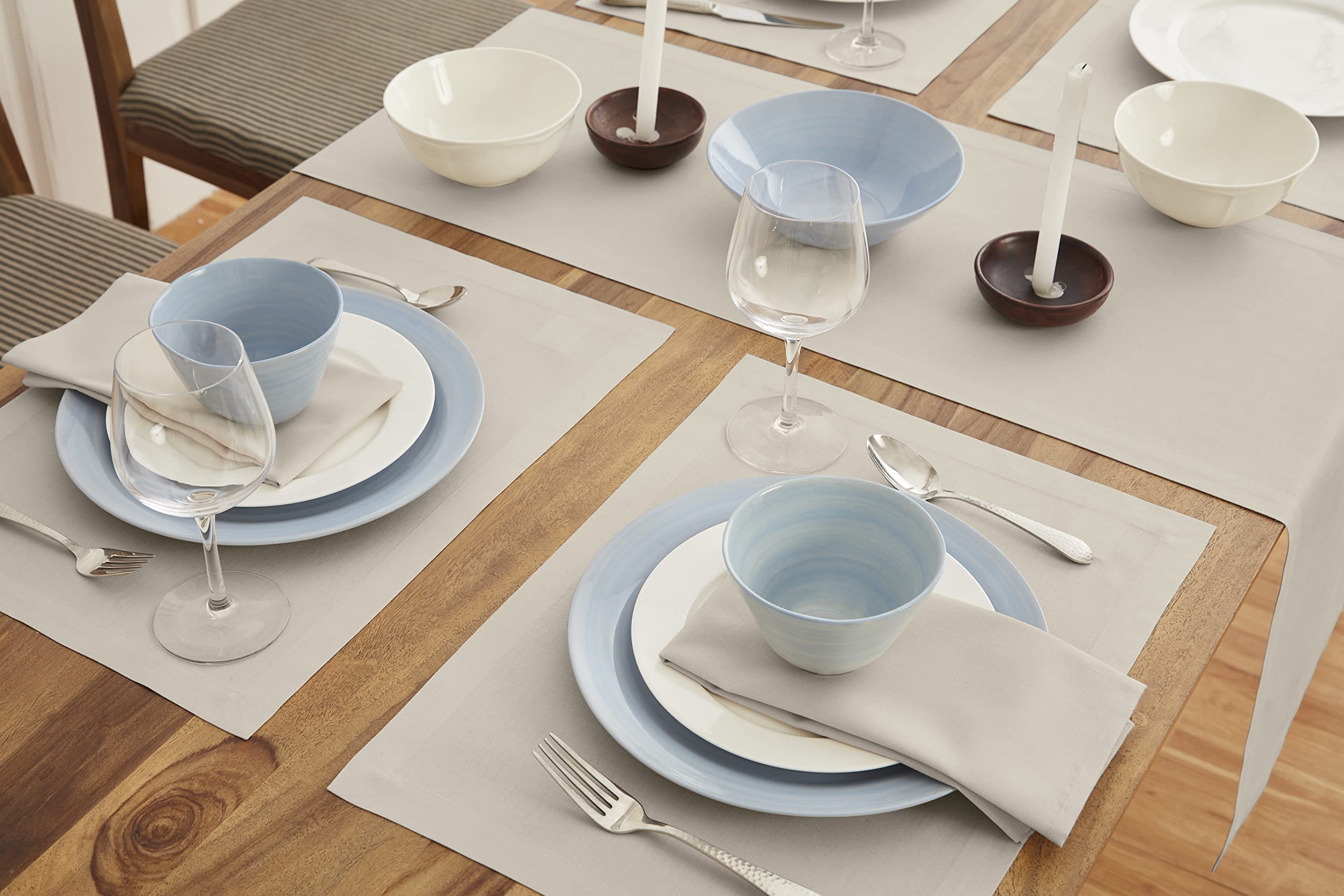Solino Home Linen Dinner Napkins 20 X 20 Inch - Dru Cotton Linen Cloth Napkins Set Of 4 For Spring, Easter - Handcrafted And Mac