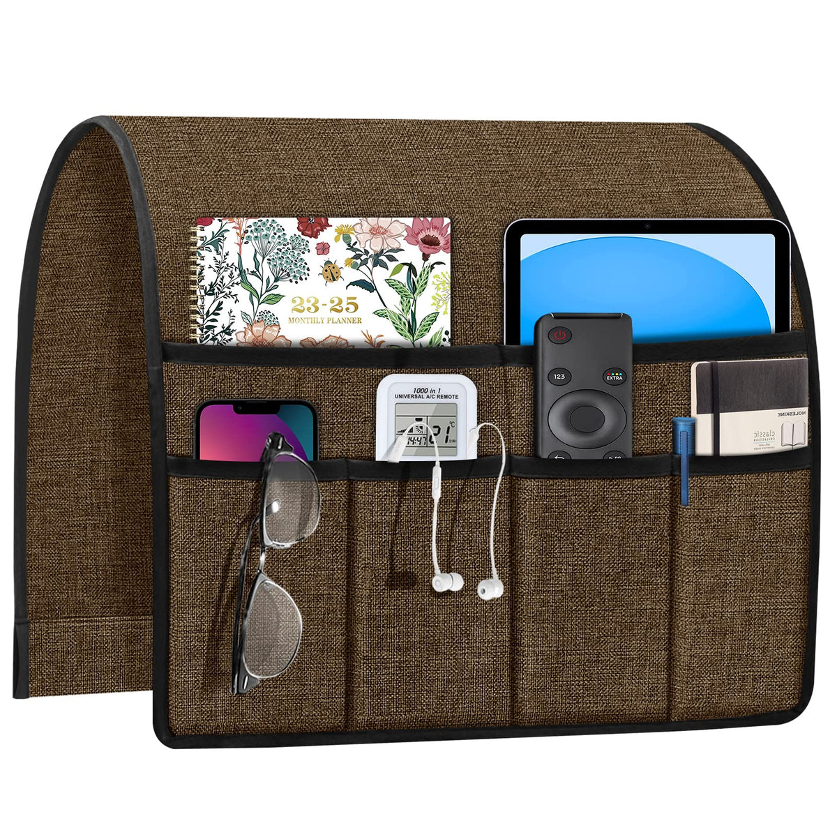 Joywell Couch Organizer Caddy Remote Control Holder For Recliner Armrest Organizer Non Slip Sofa Armchair Caddie With 6 Pocket S