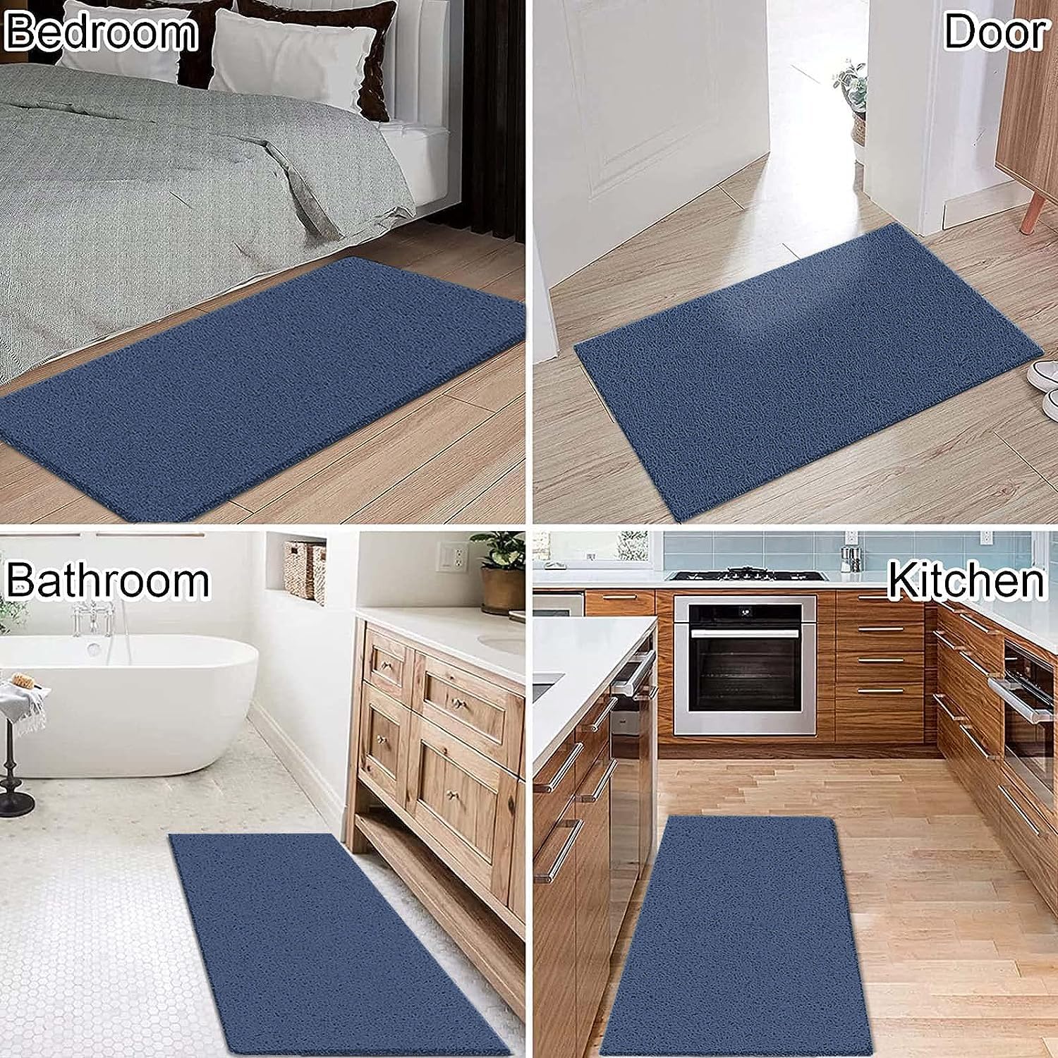 Extra Large Shower Mats Non Slip  23.6?47.2 Inch  Bath Mat for Shower  Loofah Mats for Shower and Bathroom  Quick Drying  Navy Blue