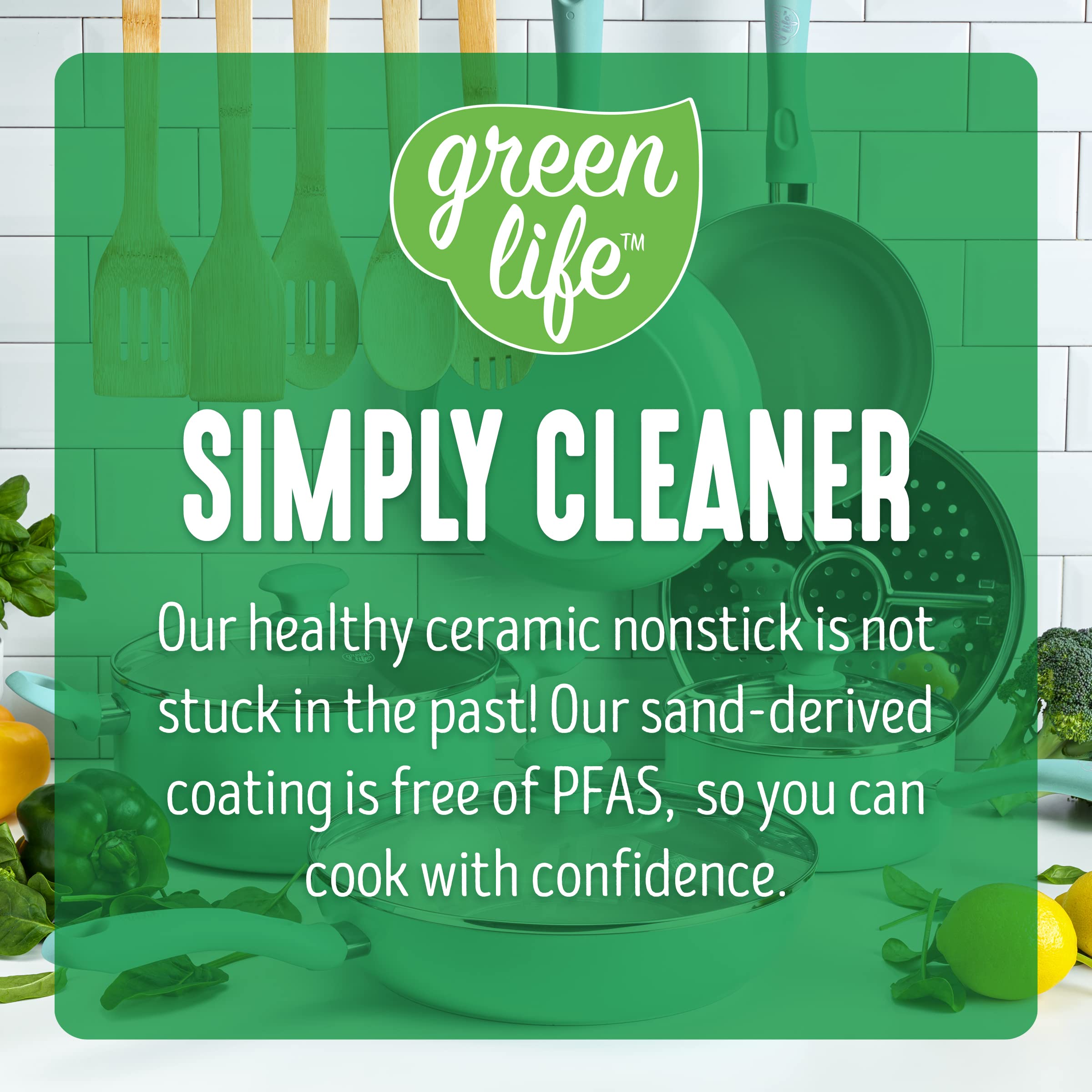 Greenlife Soft Grip Diamond Healthy Ceramic Nonstick, 10'' Frying Pan Skillet, Pfas-Free, Dishwasher Safe, Turquoise