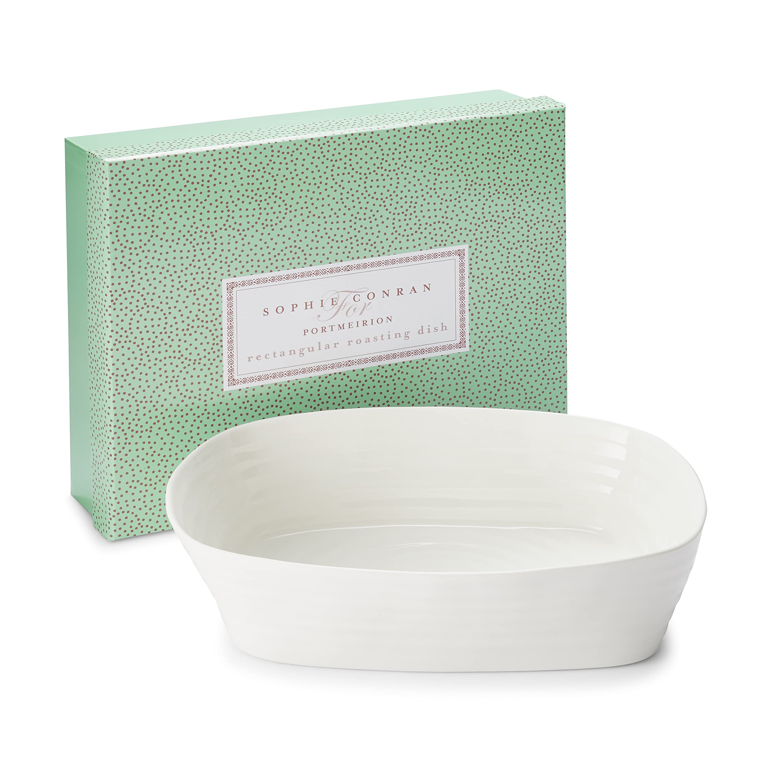 Portmeirion Sophie Conran White Lasagna Pan/Roaster | Rectangular Casserole Dish For Oven | 11.5 X 9.5 Inch | Made From Fine Por