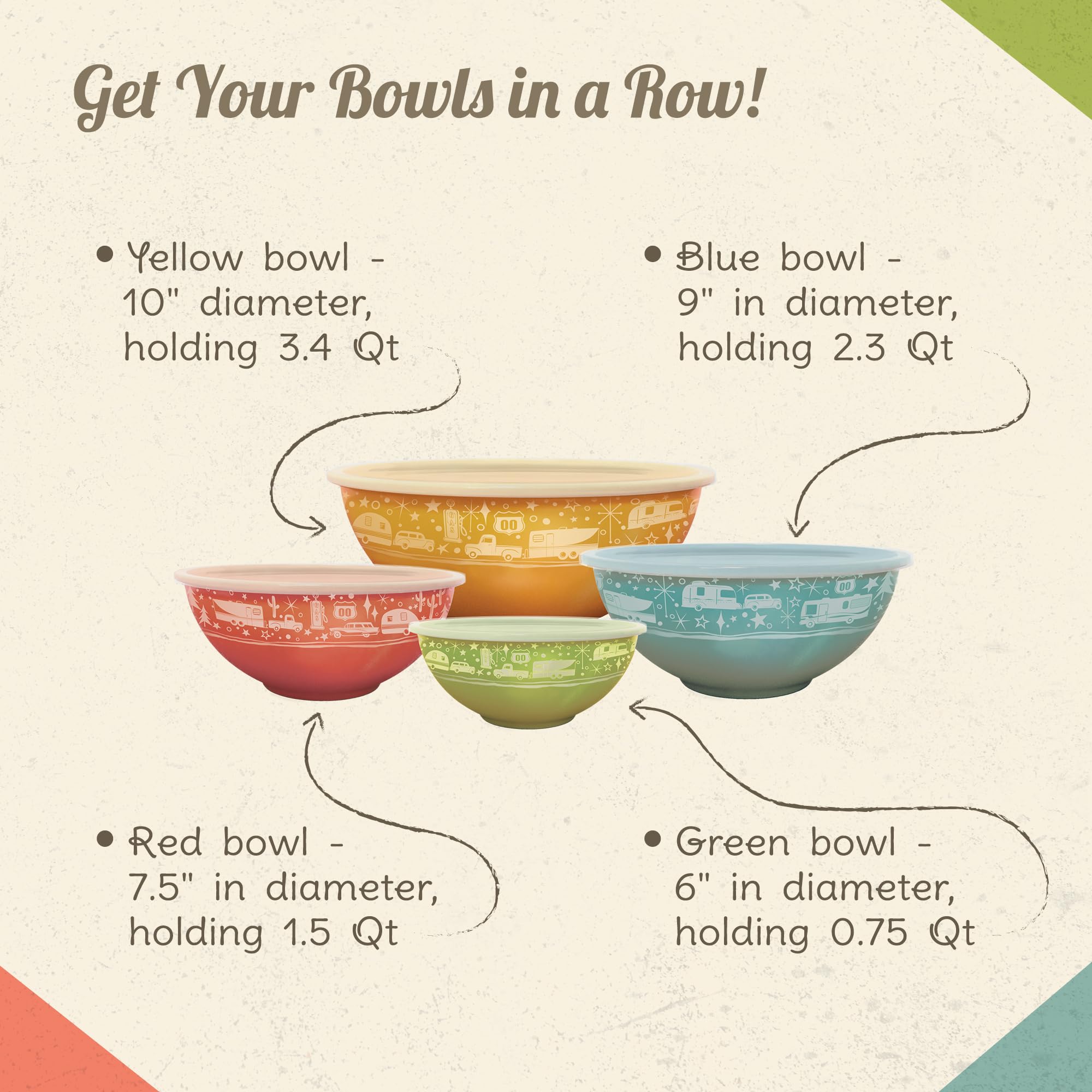 Camp Casual Melamine Bowls With Lids - 4 Bpa Free Nesting Bowls With Lids Set For Indoor & Outdoor Dining - Sturdy, Lightweight,