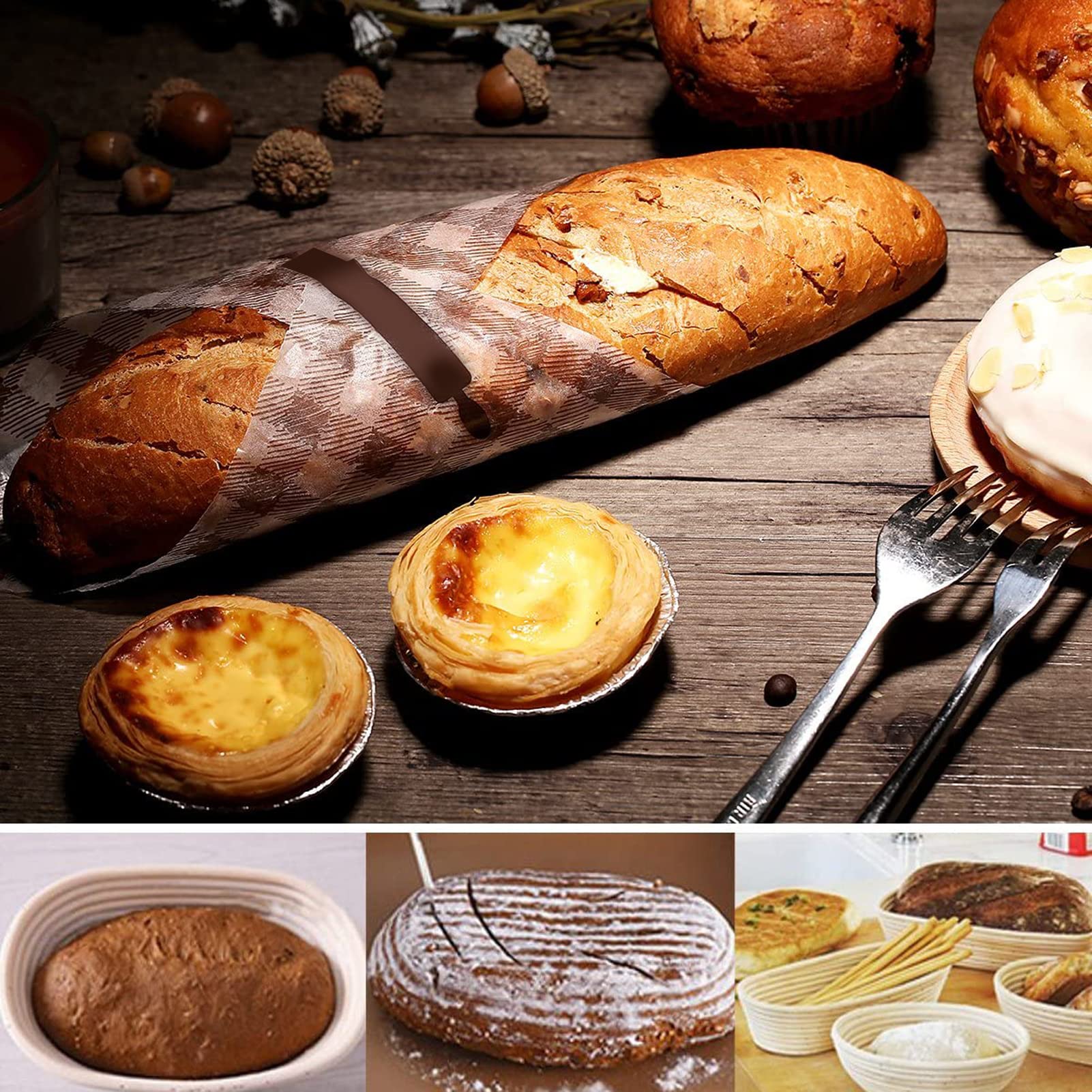 Anphsin 13'' Oval Bread Proofing Basket - Sourdough Basket Brotform, Dough Rising Bowl With Liner For Bread Making Baking