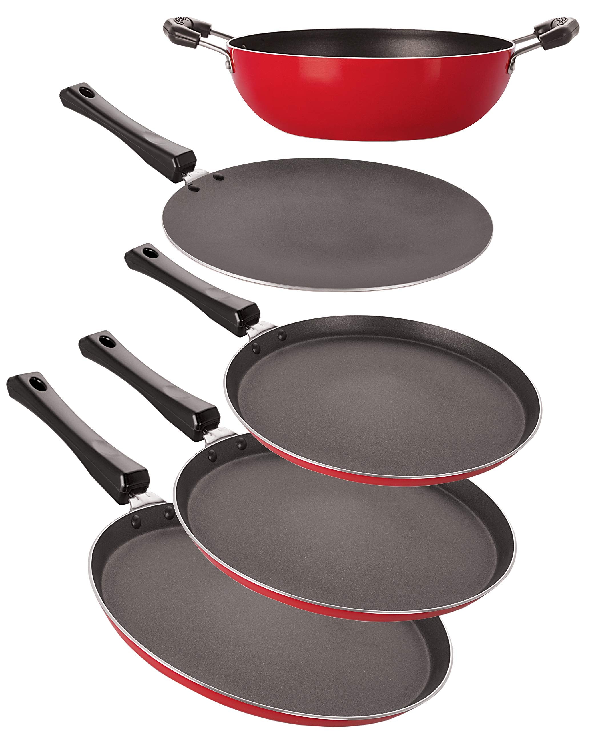 Nirlon NonStick Aluminium Odor Free 5 Piece Chemical Free Pots And Pans Set Combo Set