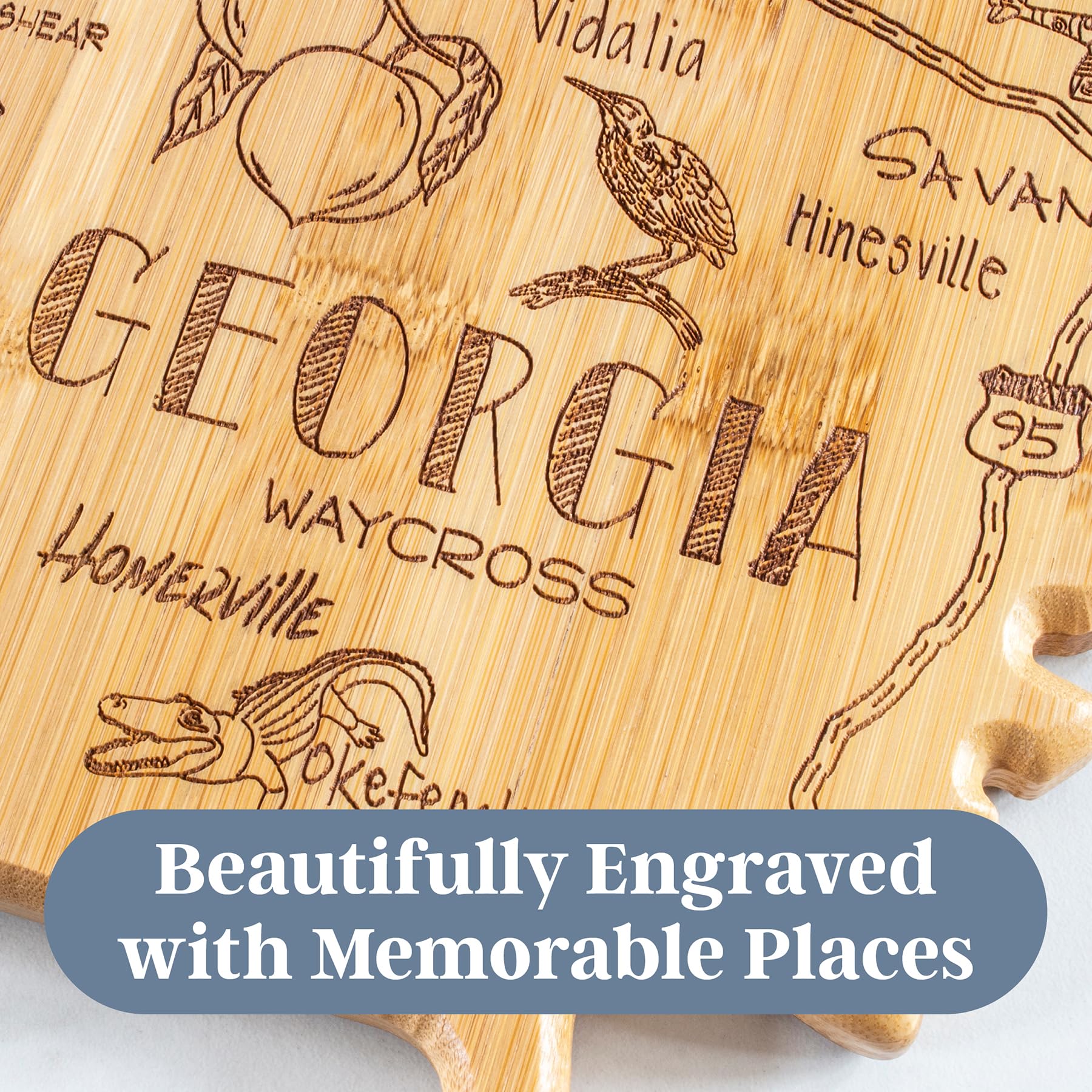 Totally Bamboo Destination Georgia State Shaped Cutting Board, Charcuterie and Cheese Serving Board - Georgia Gift for Home D  c