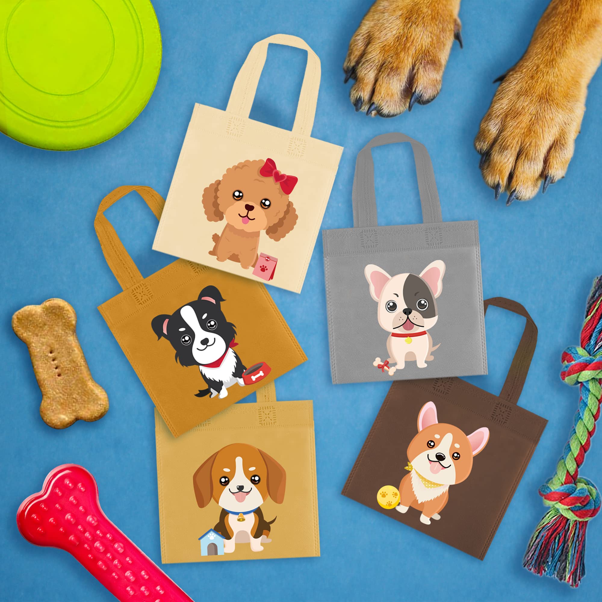 BANBALLON 20 PCS Dog Party Favor Bags Puppy Non-Woven Gift Bags Treat Gift Bags For Kid Birthday Party Dog Theme Party Baby Shower Goodie Bags Supplies