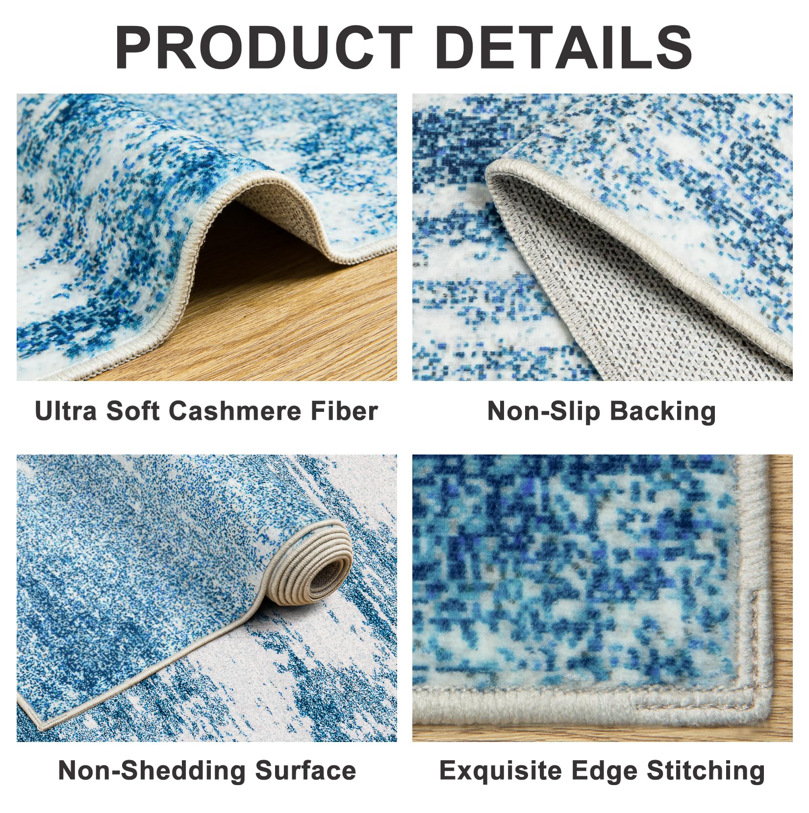 Area Rugs Living Room Rug - 5x7 Washable Modern Abstract Soft Neutral Non-Slip Carpet Large Indoor Floor Stain Resistant Thin Ca