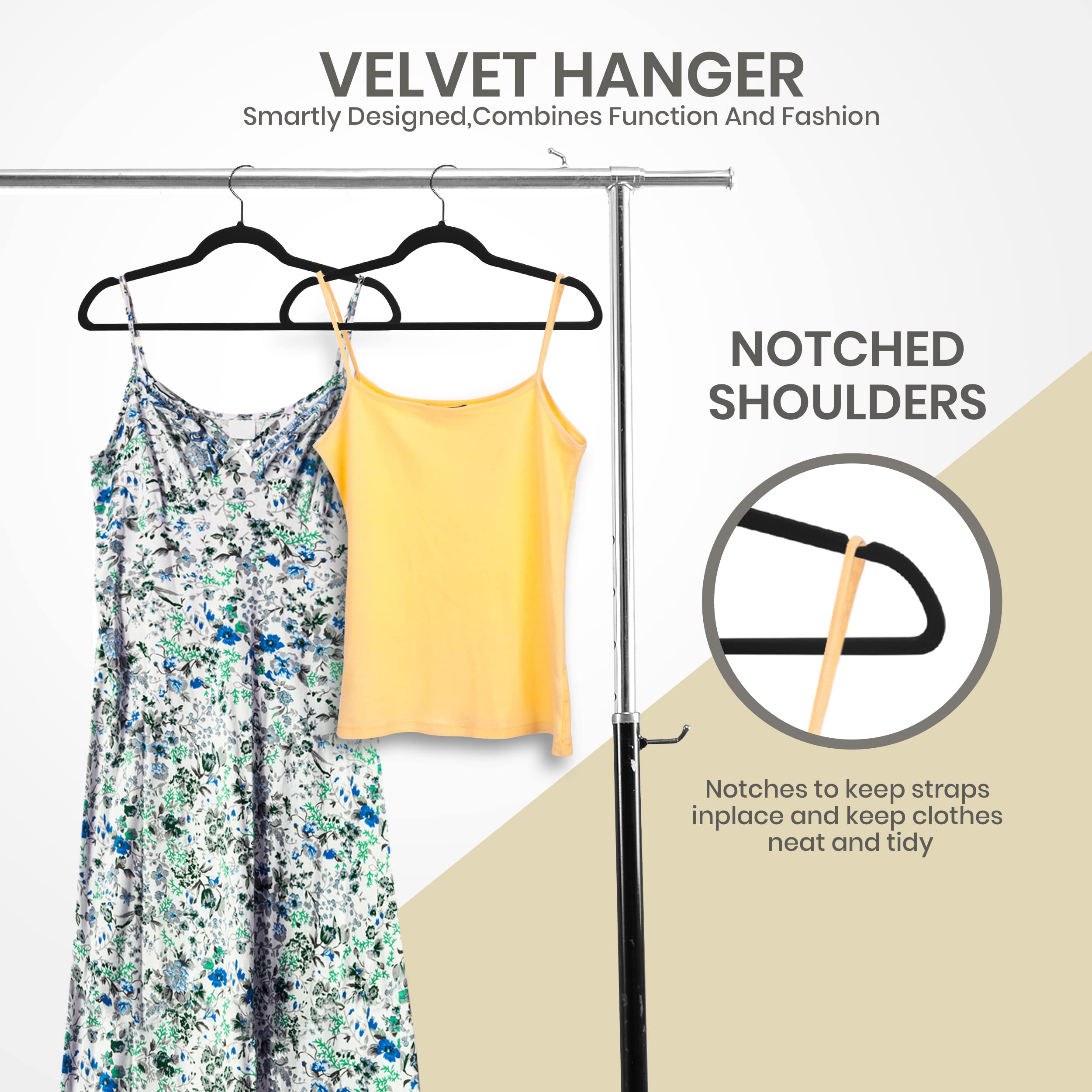 Utopia Home Velvet Hangers 50 Pack - Non-Slip Clothes Hangers - Black Hangers - Suit Hangers With 360 Degree Rotatable Hook - He