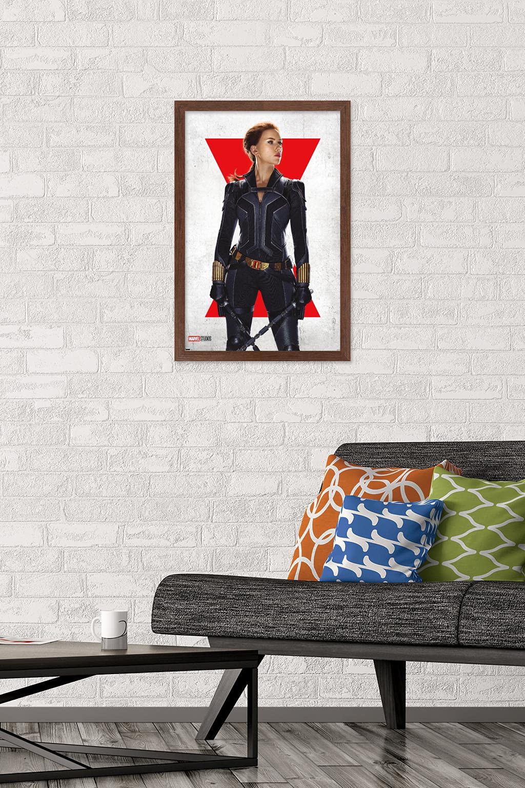 Trends International Marvel Black Widow - Black Widow One Sheet Wall Poster, 14.72'' X 22.37'', Mahogany Framed Version