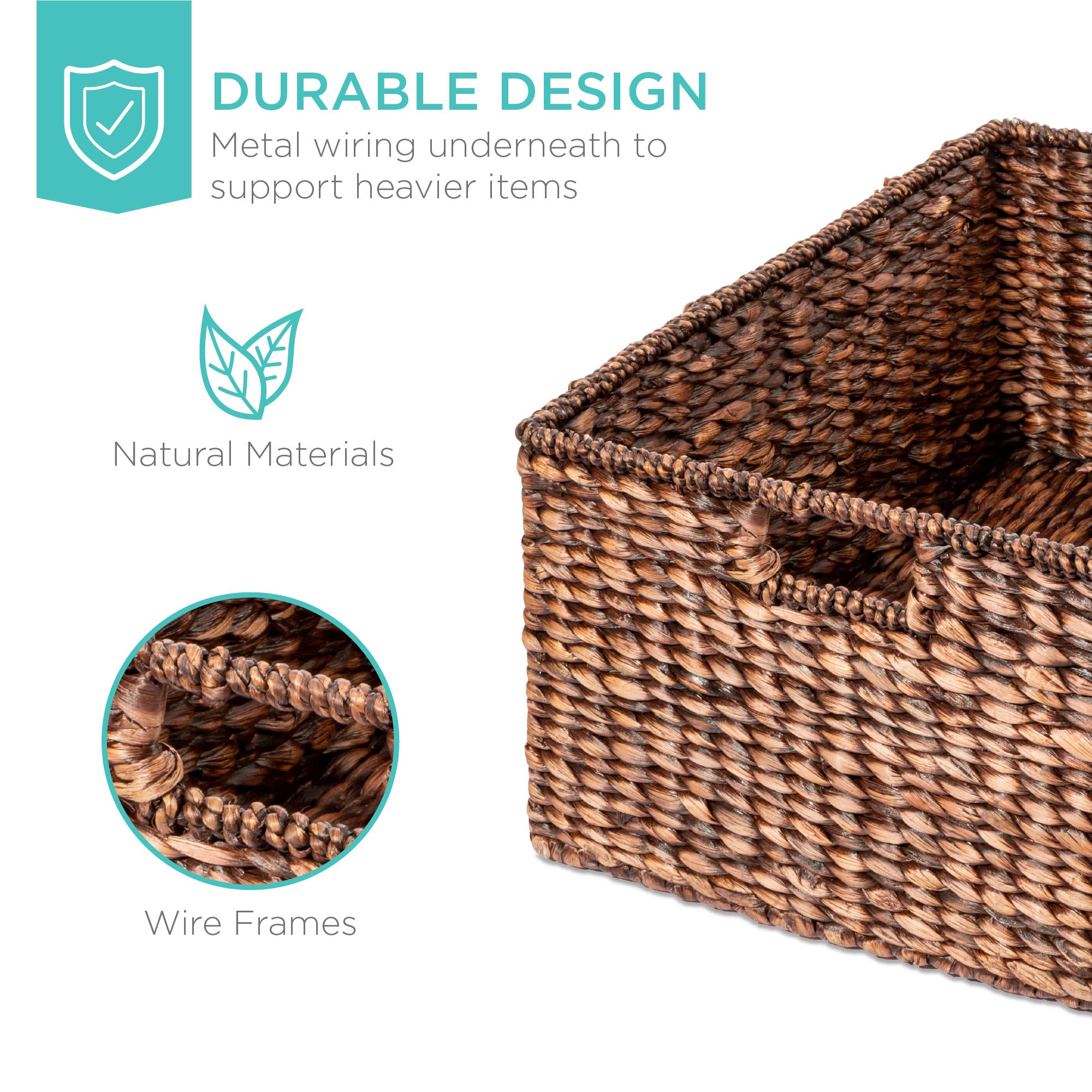 Best Choice Products Set Of 3 Large Multipurpose Hyacinth Storage Baskets, Handwoven Rectangular Organizer Totes For Bedroom, Li