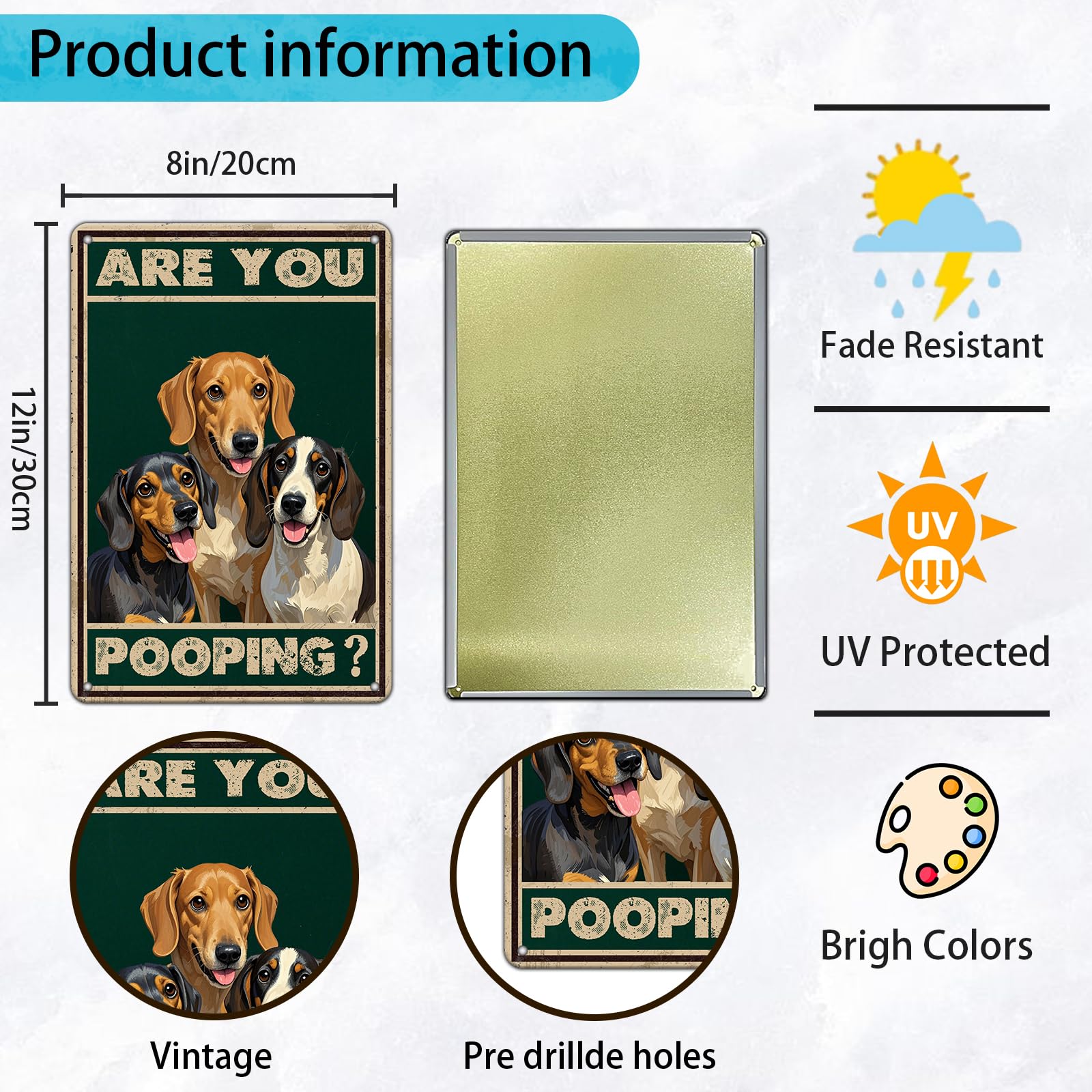 KIYOYO Brown Bear Vintage Tin Sign Metal Iron Sign Are You Pooping Sign for Home Bathroom Apartment Wall Decor 12x8 Inch