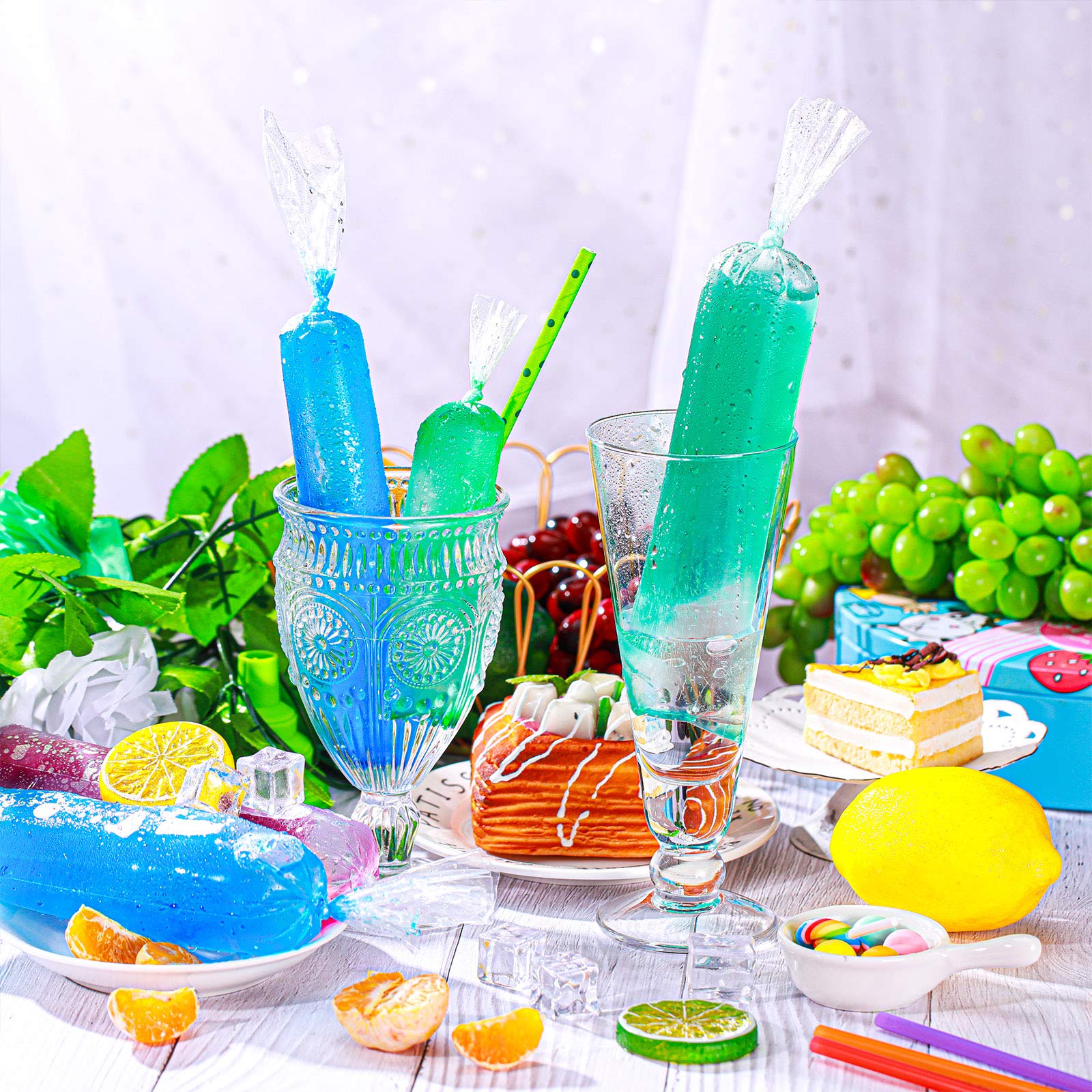 Ice Lolly Bags Disposable Ice Cream Mold Bags With Silicone Funnel, 3 Size Diy Ice Candy Pouch For Making Ice Cream Yogurt, 2X12