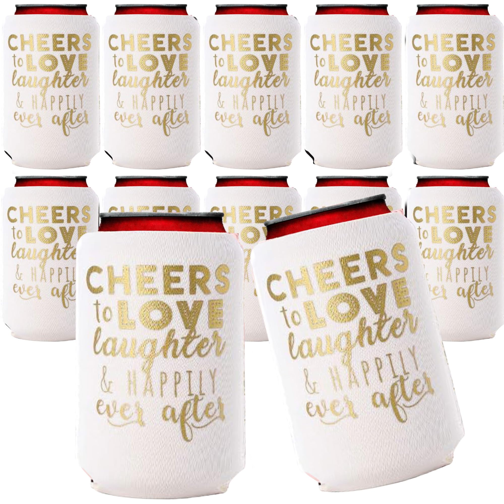 Wedding Can Cooler Decorations - 12 Cheers To Love Laughter And Happily Ever After, Rehearsal Dinner Favors, Wedding Supplies -