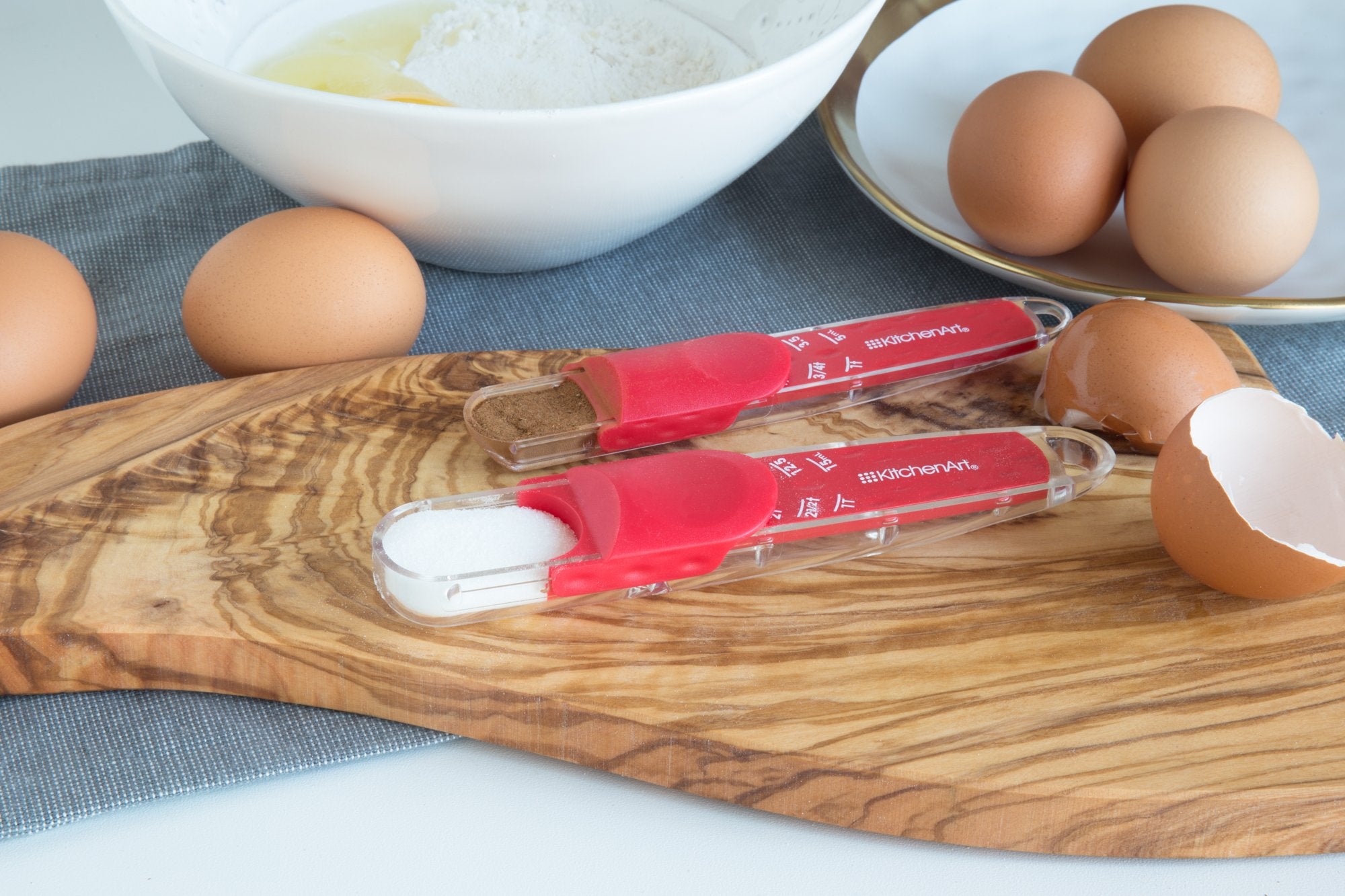 Kitchenart Adjust-A-Tablespoon And Adjust-A-Teaspoon Set, Plastic, 2-Piece, Red, 1 X 5.5 X 9.25 Inches
