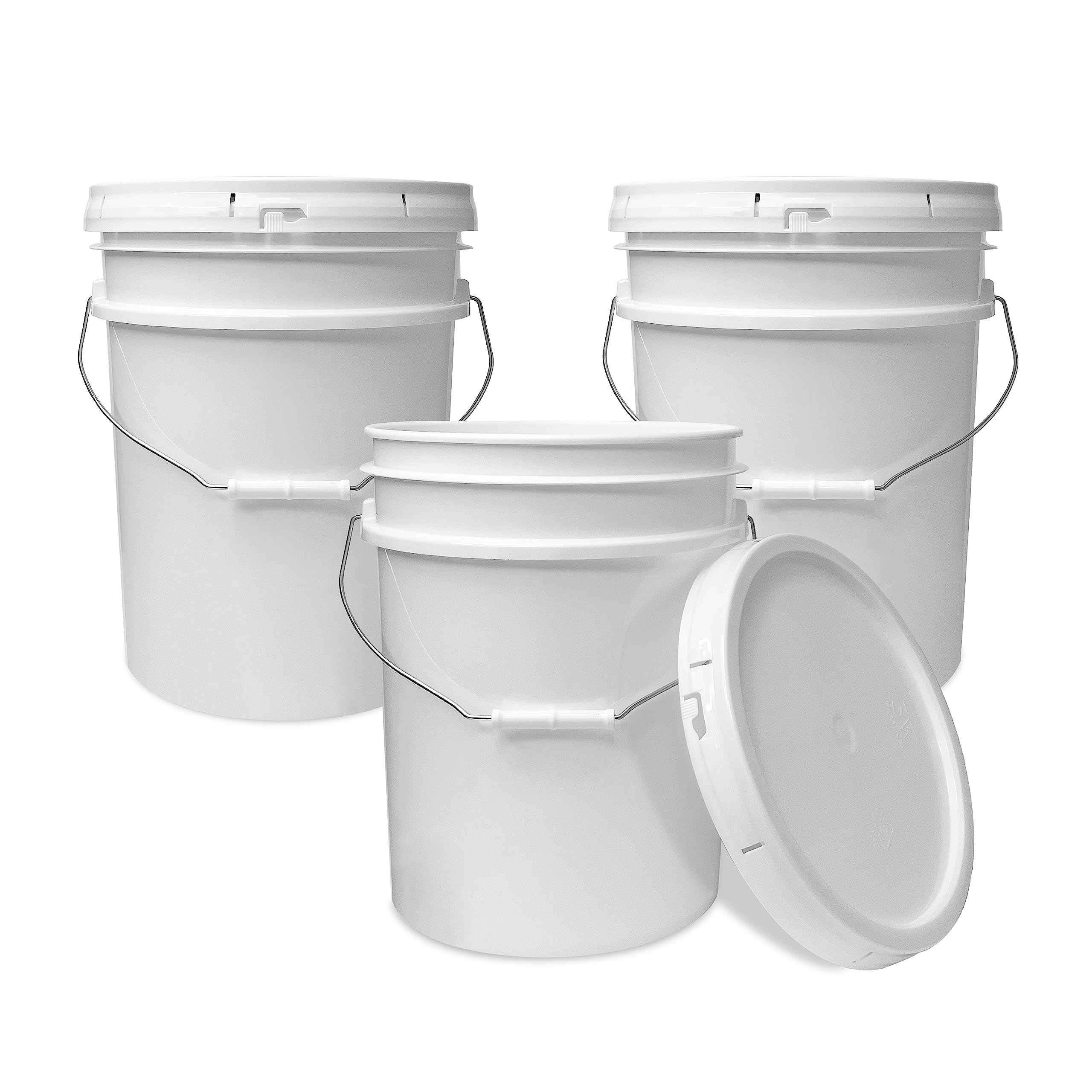 Living Whole Foods, 5 Gallon White Bucket & Lid - Durable 90 Mil All Purpose Pail - Food Grade - Bpa Free Plastic (5 Gal. W/Lids