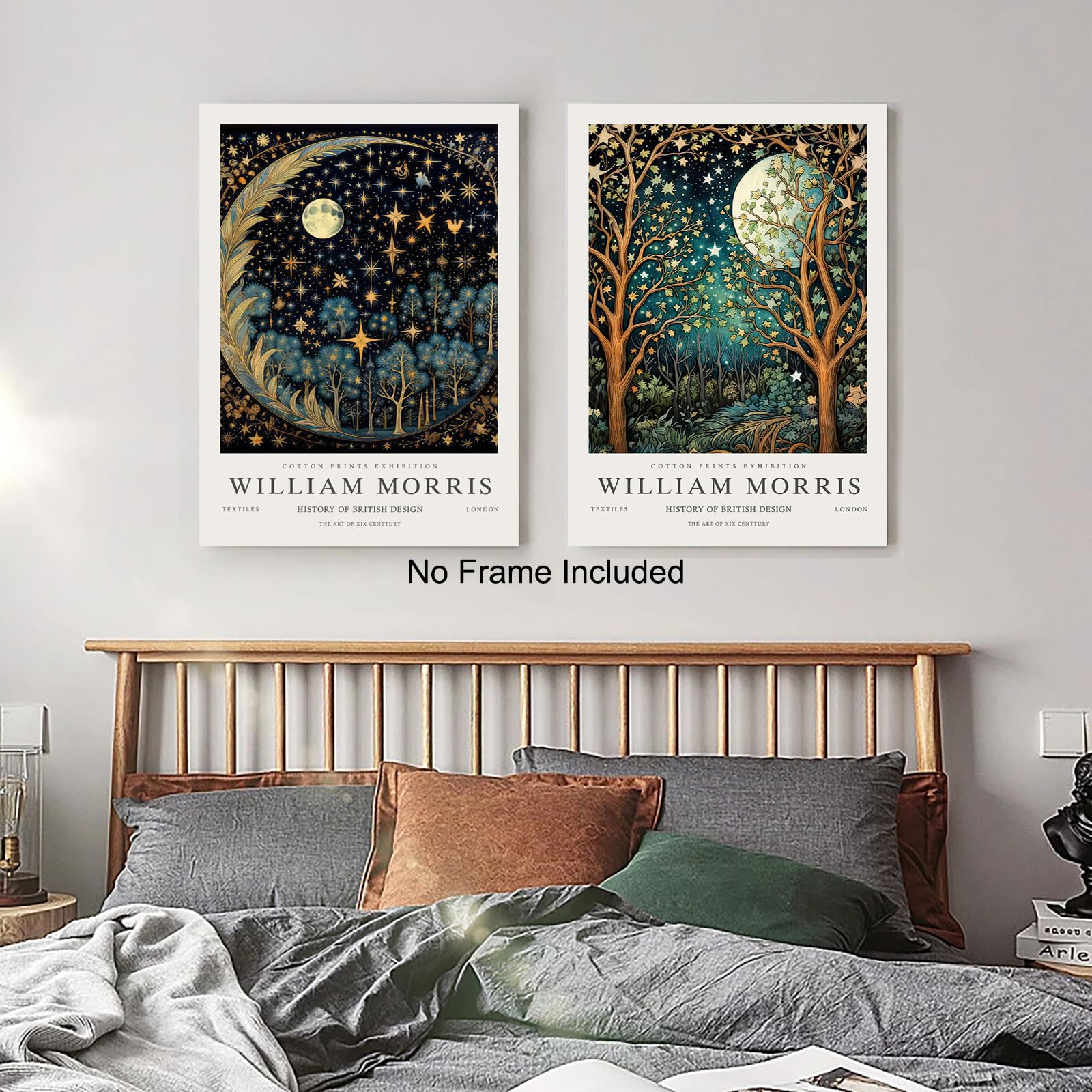 William Morris Canvas Wall Art Set Of 2 William Morris Pictures Moon & Stars Posters Prints Painting Art Botanical Art Wall Deco