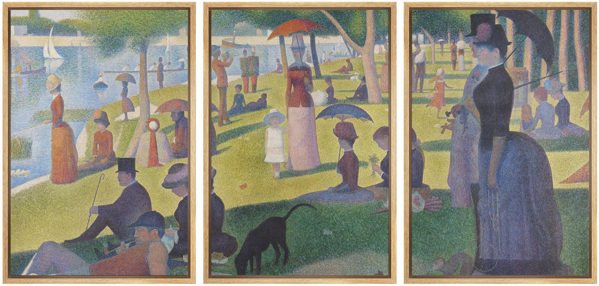 Wall26 Framed Canvas Print Wall Art Set La Grande Jatte By Georges Seurat Cultural Historic Oil Painting Fine Art Reproduction S