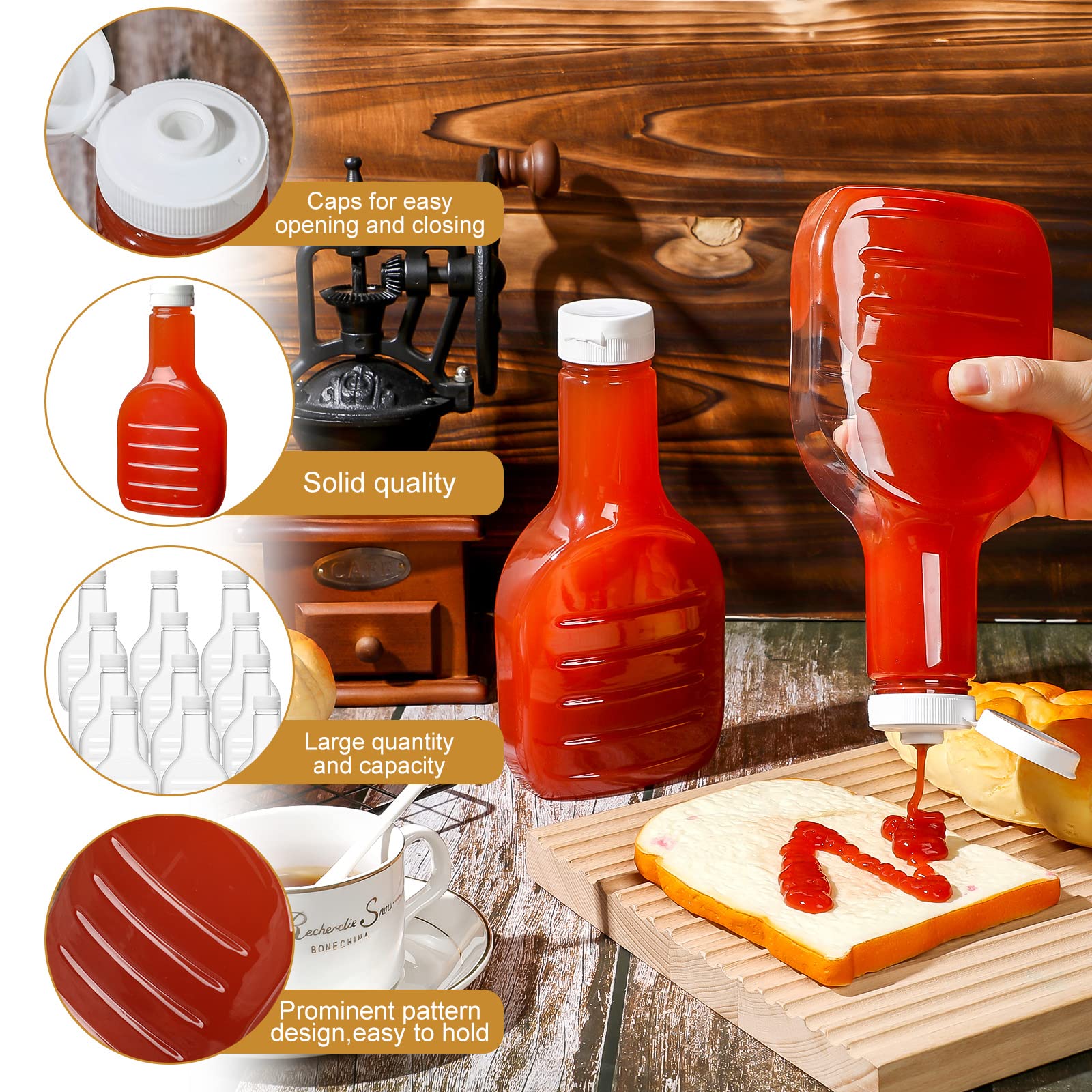 Roshtia 30 Pack 16Oz Salad Dressing Bottles Bulk Clear Plastic Sauce Bottle Condiment Squeeze Bottle Ketchup Squeeze Squirt Bott