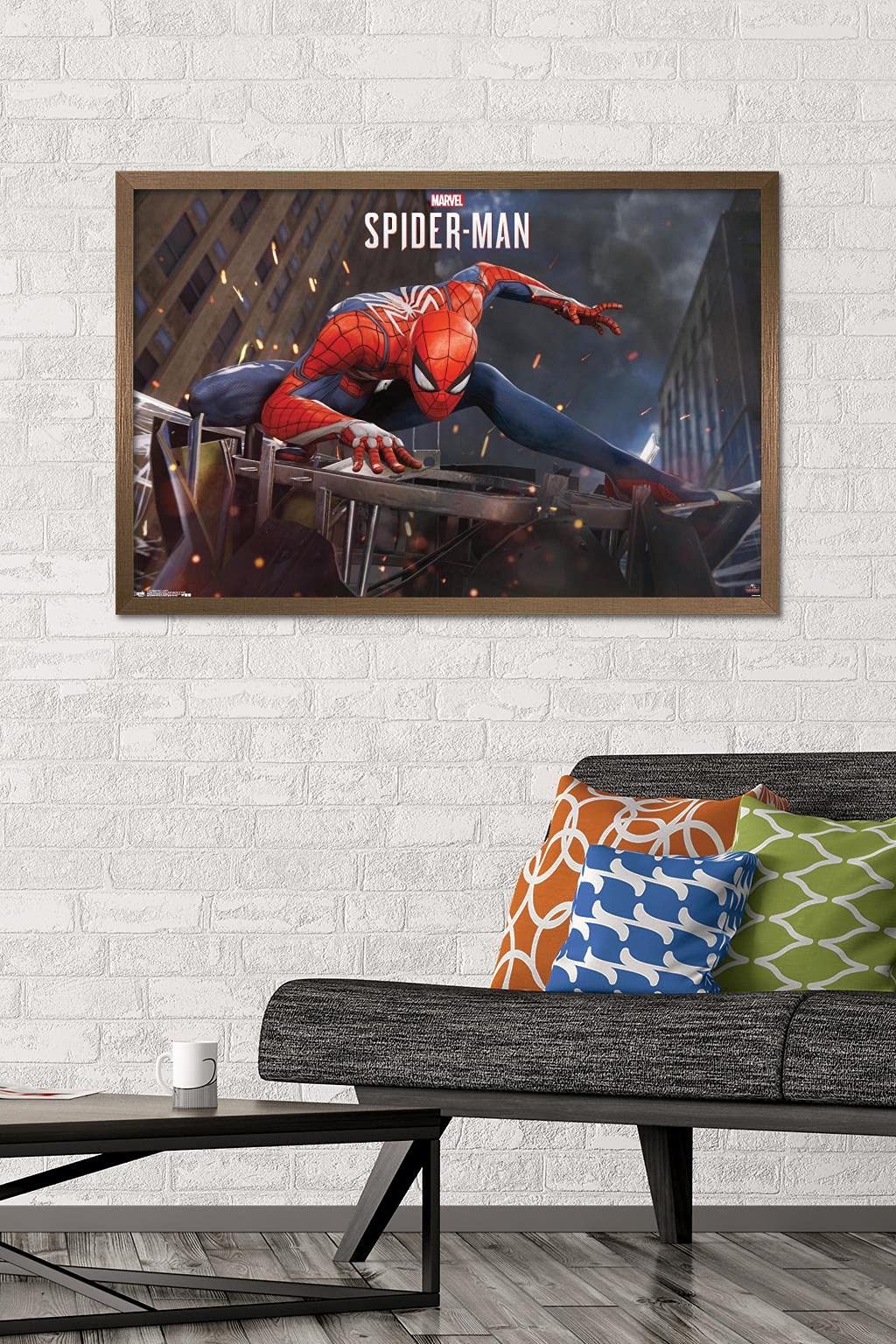 Trends International Marvel Comics - Spider-Man - Action Wall Poster, 22.375'' X 34'', Bronze Framed Version