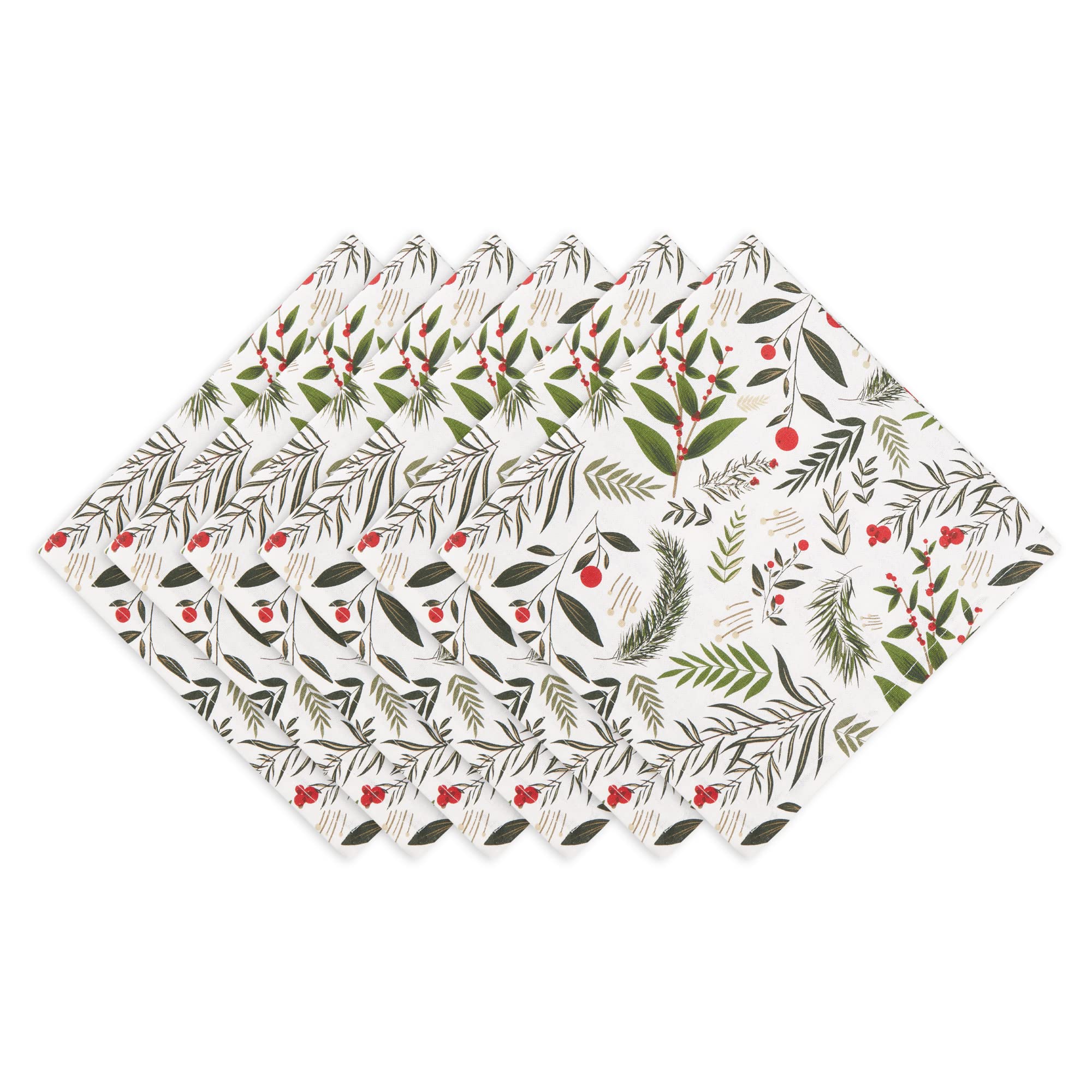 HOLIDAY SPRIGS PRINTED NAPKIN SET/6