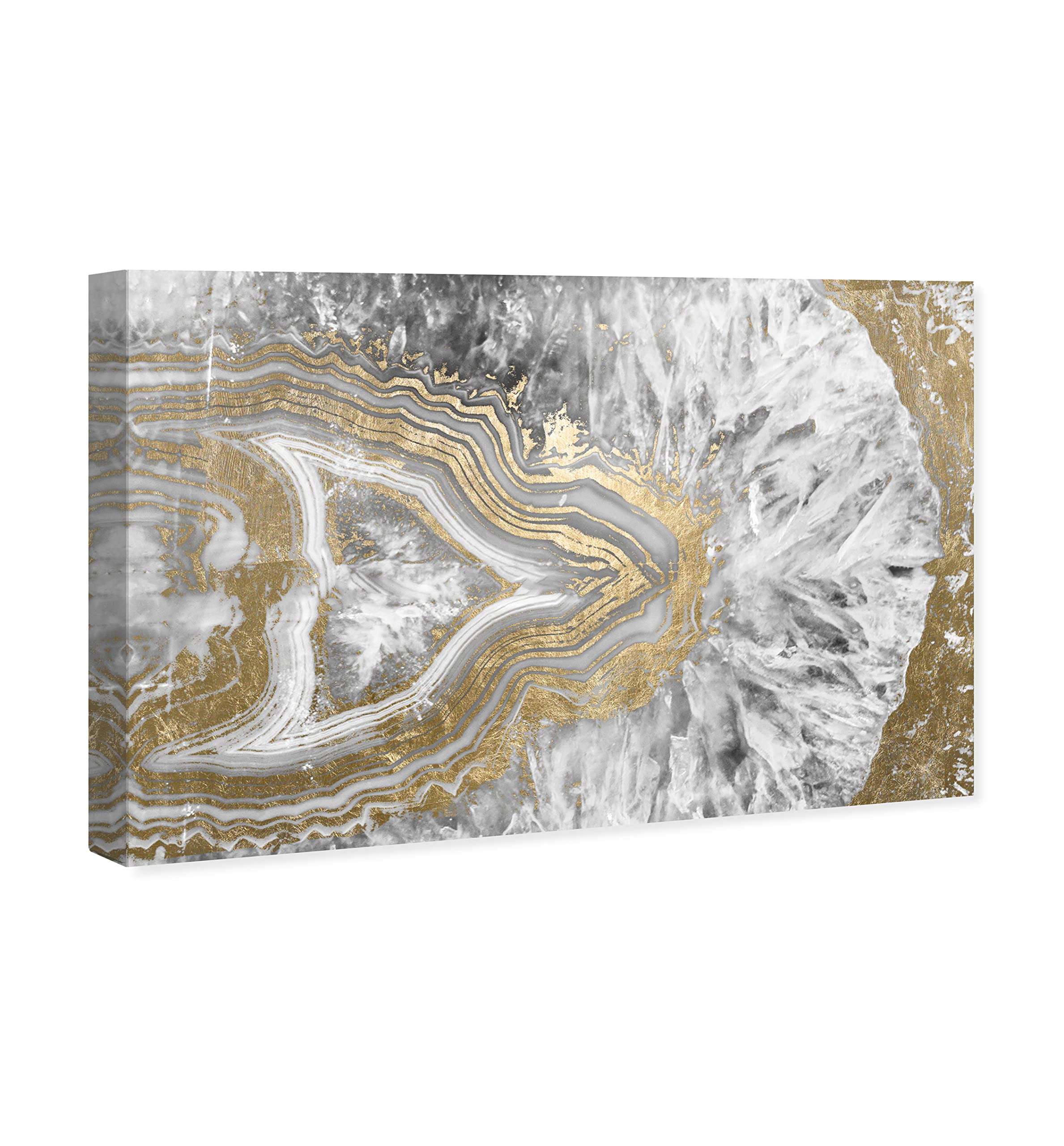 The Oliver Gal Artist Co. Abstract Wall Art Canvas Prints 'Agate Geode Crystal' Home D  Cor, 30 In X 20 In, Gold, White